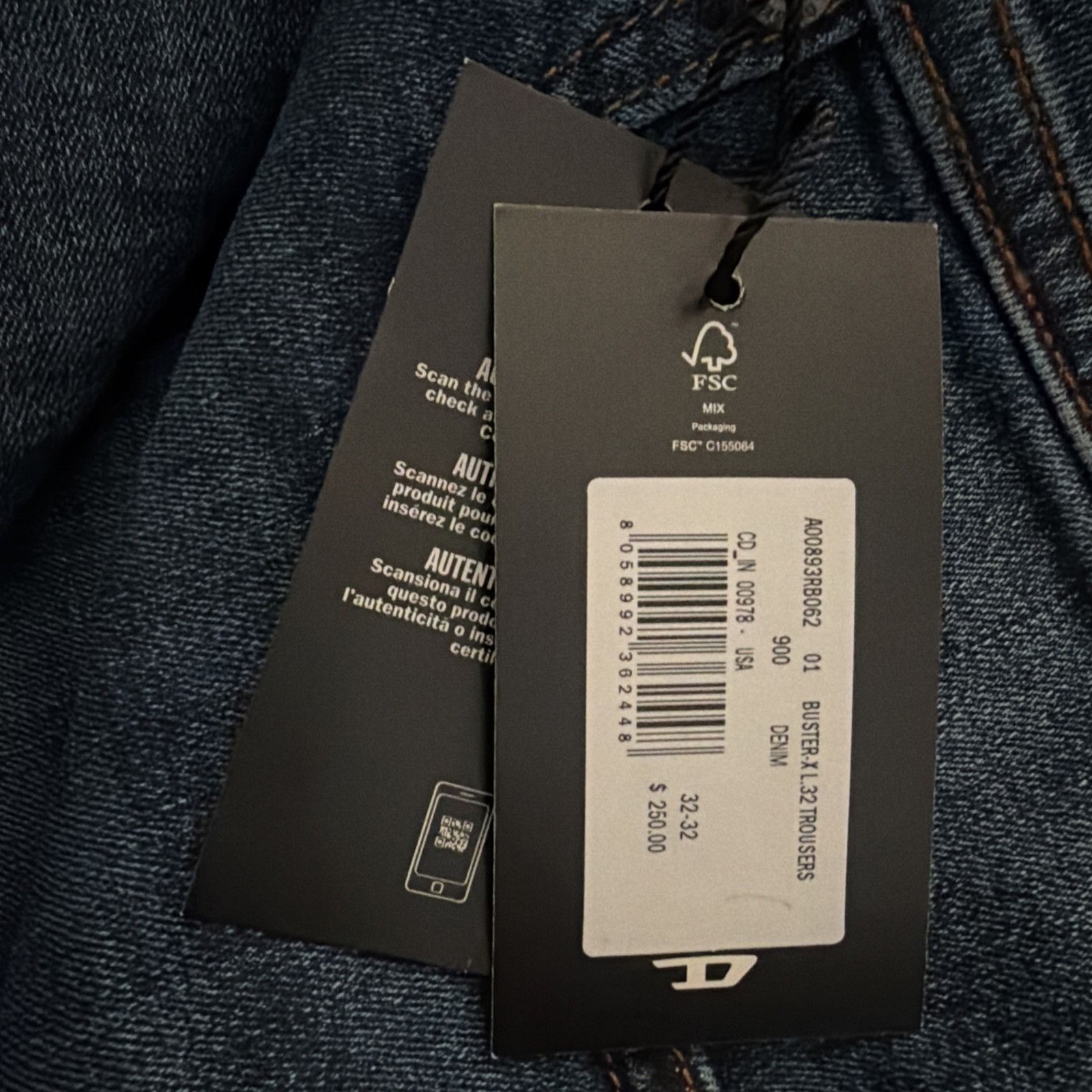 Diesel Diesel Mens Buster Tapered Jeans RB065 Blue $250 Size 32/32 Size US 32 / EU 48 - 7 Thumbnail