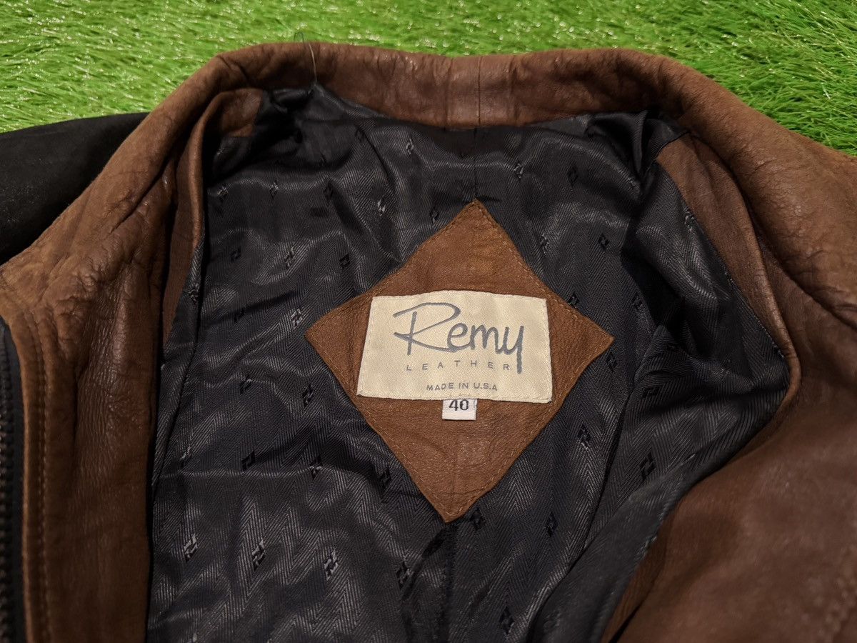 Remy VTG Remy Soft Leather Bomber Jacket Blk Brown Double Collar Size US L / EU 52-54 / 3 - 4 Thumbnail