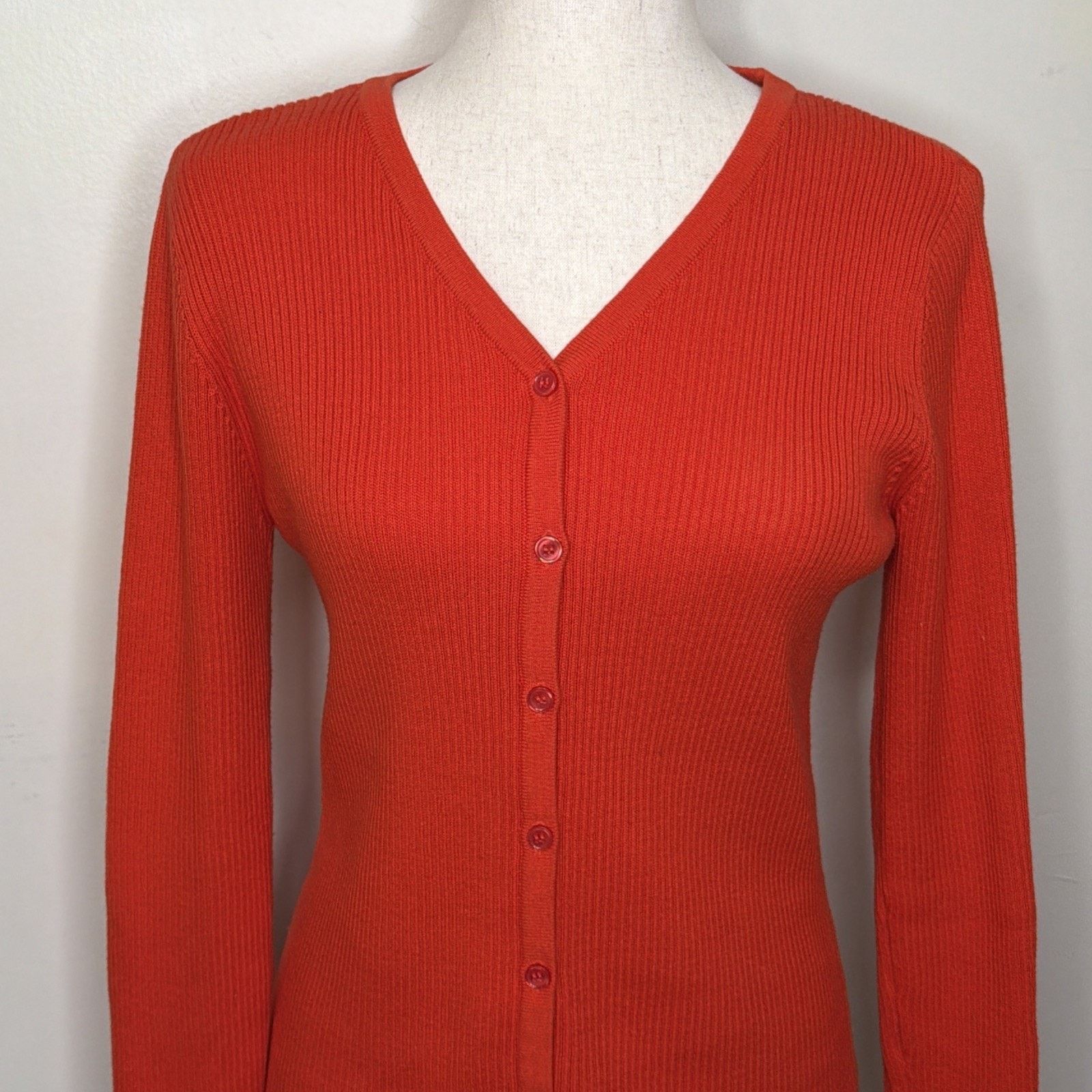 Other COPPER KEY size L Button-up Sweater V-Neck Stretch ORANGE Size L / US 10 / IT 46 - 3 Thumbnail