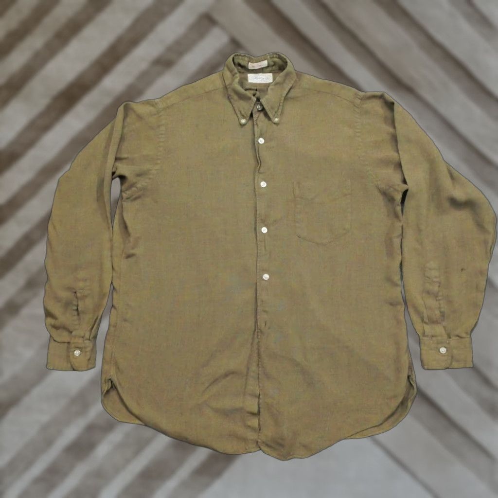 Vintage VINTAGE Harvey LTD Shirt Mens XL Brown Rayon Acrylic Blend Button Up 60s Solid Long Sleeve Collared Classic Button-Up Mens Size US XL / EU 56 / 4 - 1 Thumbnail
