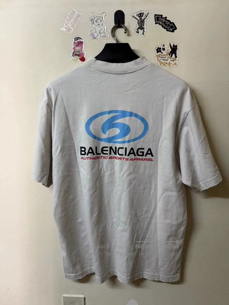 Balenciaga Balenciaga Wave Destruction Logo Short Sleeve T-Shirt Beig Size US XS / EU 42 / 0 - 2 Thumbnail