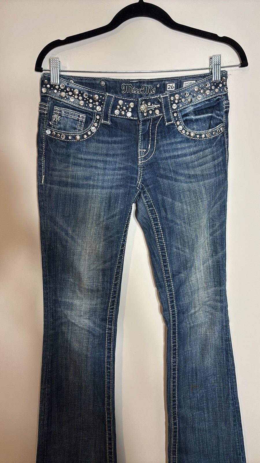 Miss Me Miss Me Studded Western Flare Jeans Size 29" - 2 Thumbnail