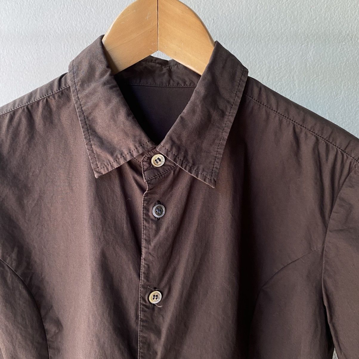 Sunao Kuwahara I.S. Sunao Kuwahara Brown Short Sleeve Button-Up Shirt Size M / US 6-8 / IT 42-44 - 3 Thumbnail