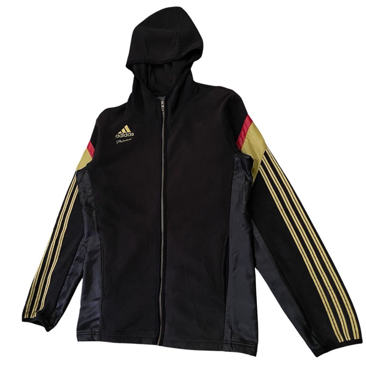 Adidas Vintage Adidas Professional Fleece Hoodie Jacket Black&Gold Size US L / EU 52-54 / 3 - 3 Thumbnail