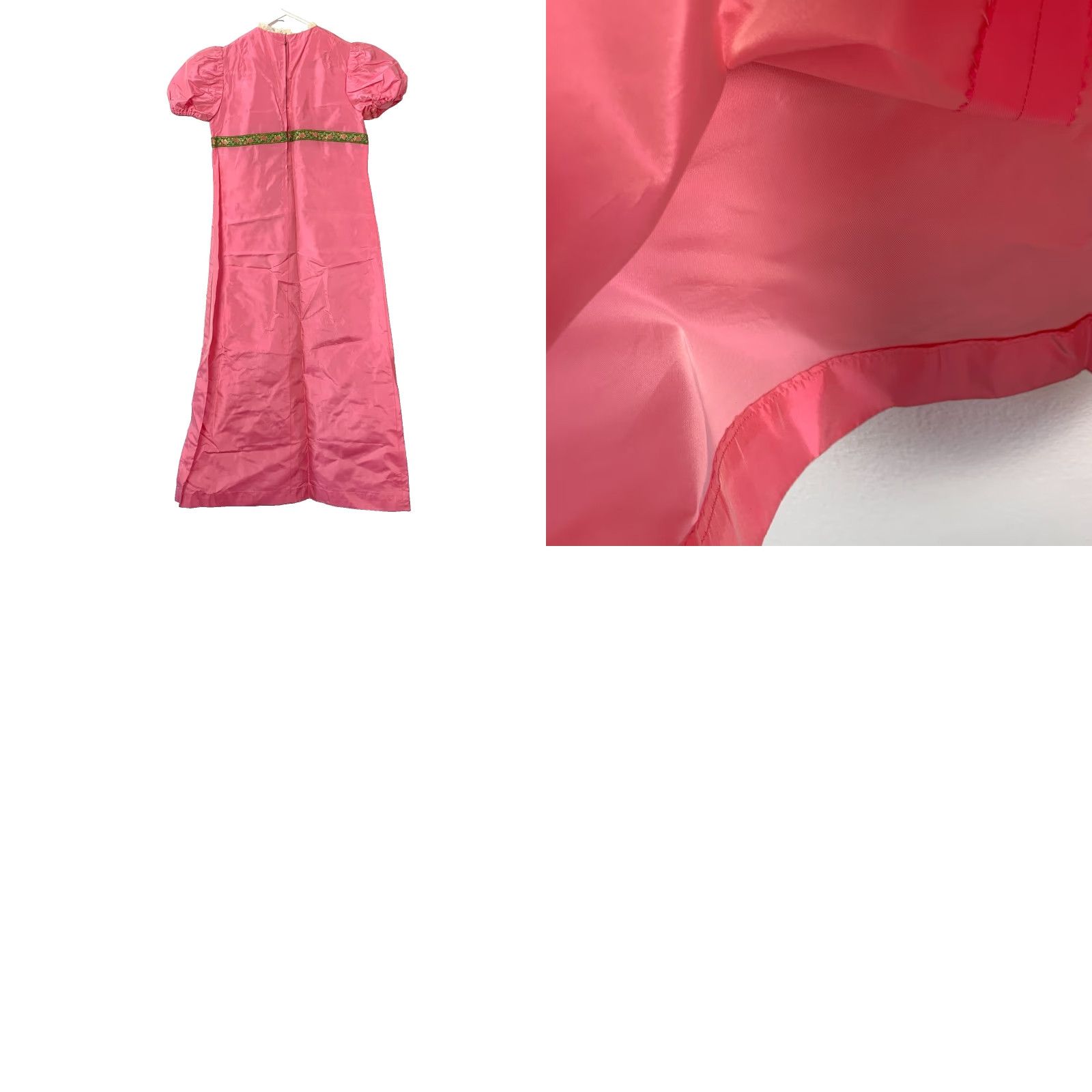 Pinko VINTAGE 1960s Pink Sateen Long Short Sleeve Empire Waist Dress Chest 32" STAINS Handmade Satin Eveningwear 60s Womens Size 31" - 8 Thumbnail