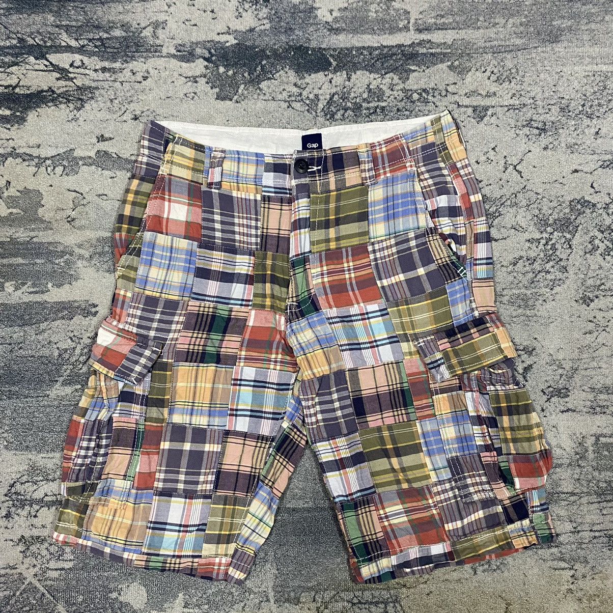 Gap × Japanese Brand × Vintage Vintage Gap Patchwork Checked Board Plaid Cargo Short Size US 29 - 4 Thumbnail