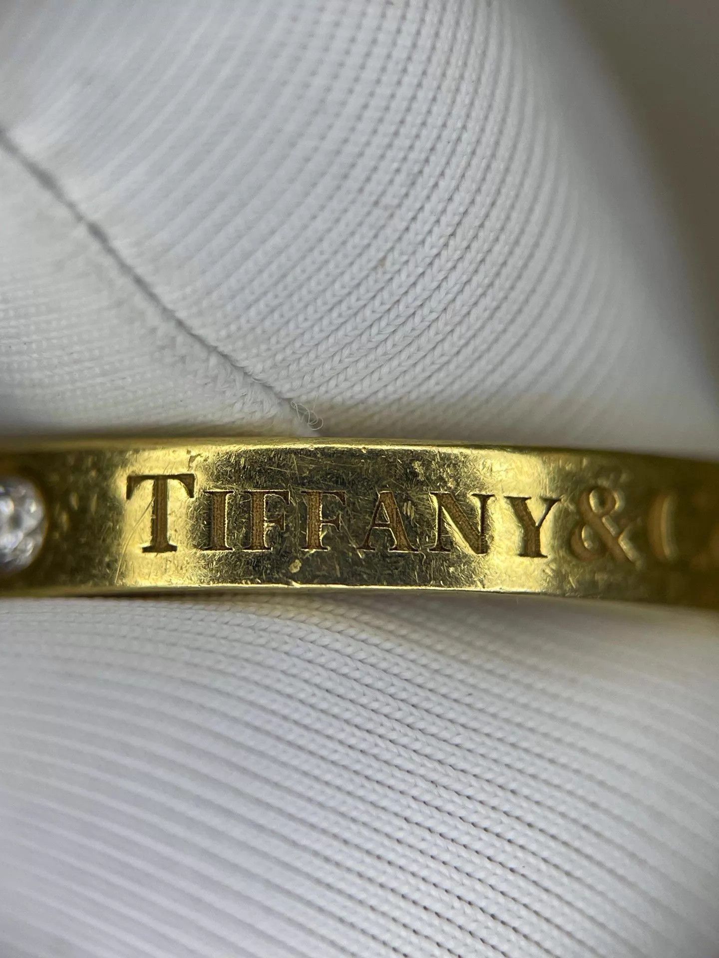 Tiffany & Co. Tiffany Gold Narrow 3-Diamond Initial Ring 49 No Accs Size ONE SIZE - 3 Thumbnail