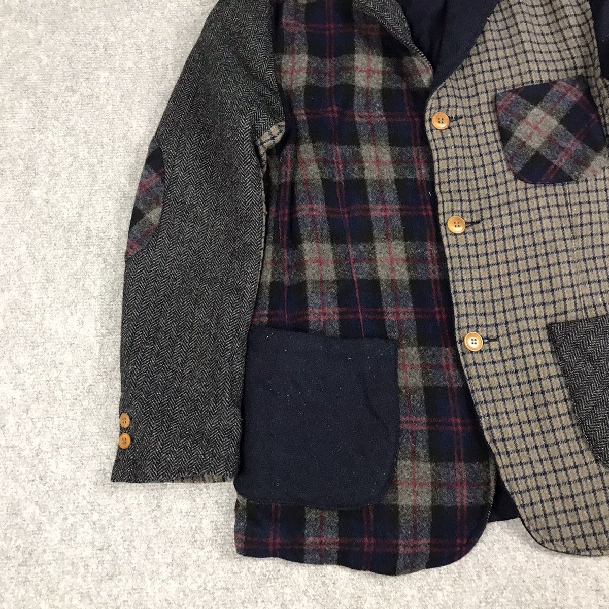 Japanese Brand GAIJIN MADE RARE PATCHWORK WOOL COAT JACKET KAPITAL STYLE Size US M / EU 48-50 / 2 - 4 Thumbnail
