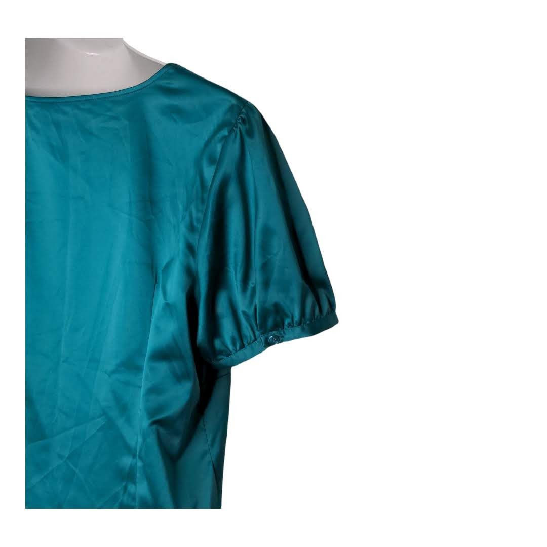 Other THE LIMITED Green Jewel Tone Shiny Career Pleated Top XL NEW Size XL / US 12-14 / IT 48-50 - 5 Thumbnail