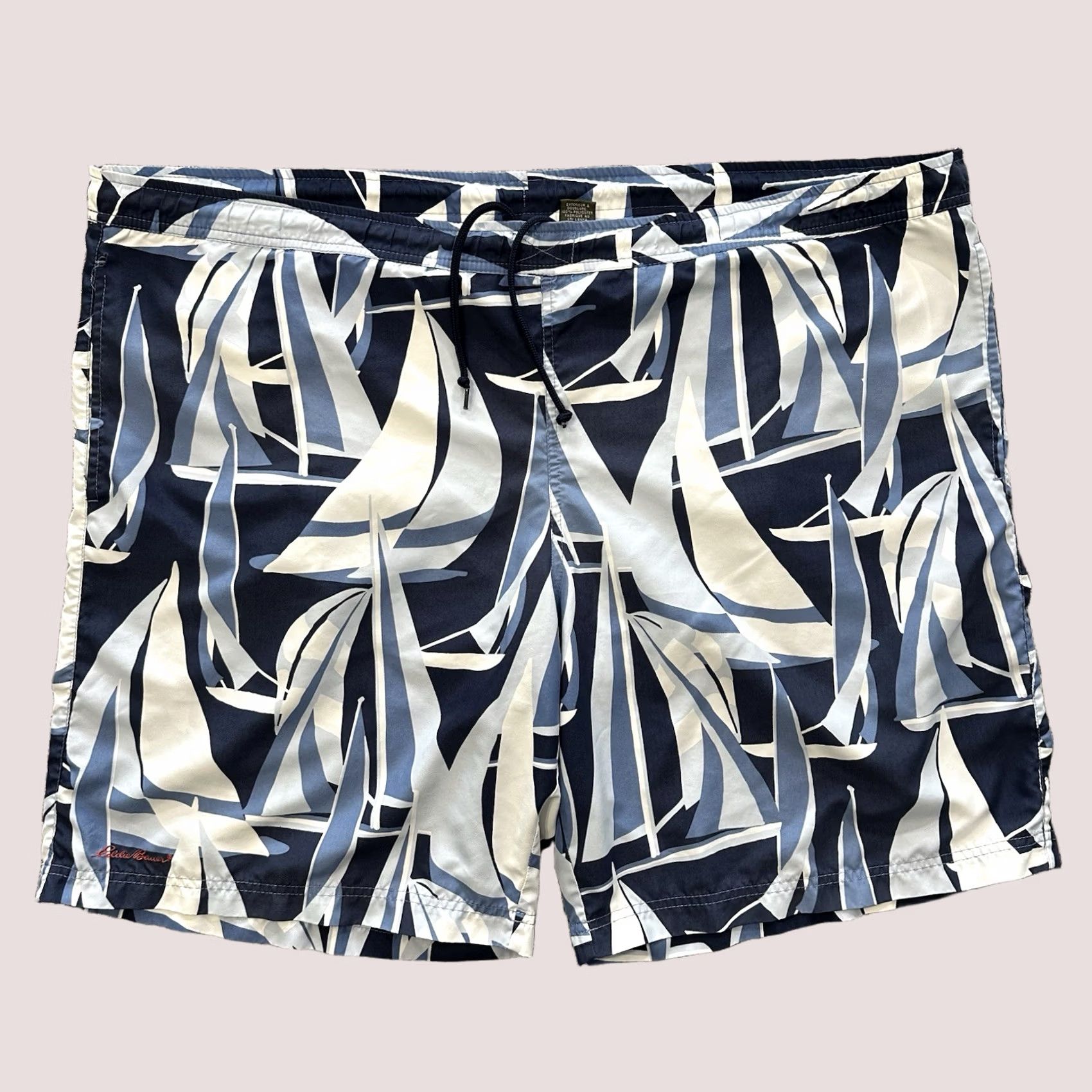 Eddie Bauer VINTAGE Eddie Bauer Swim Trunks Mens 2XL Navy Blue Sail Boat Print 21” Trunks Size US 39 - 1 Thumbnail