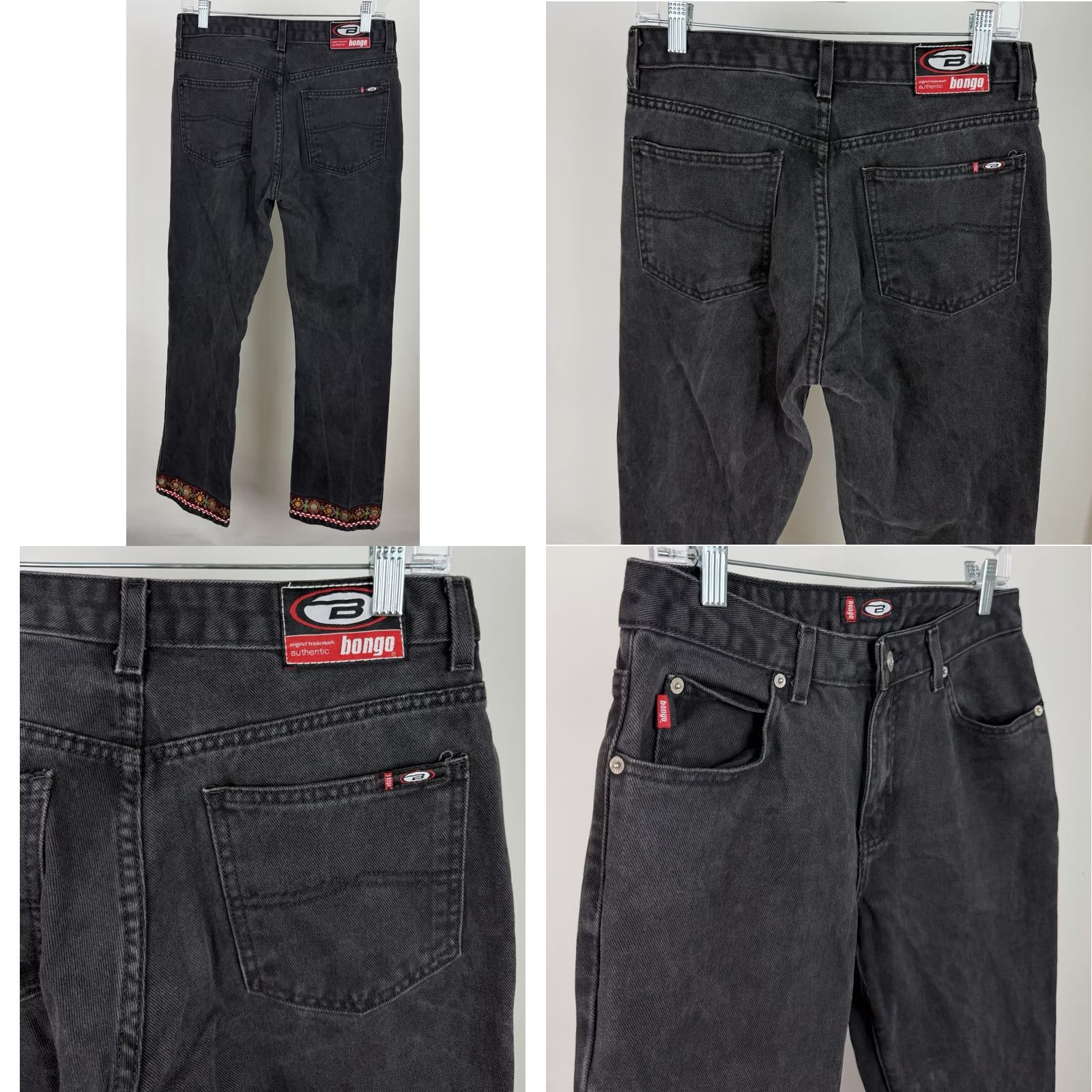 Vintage VINTAGE Bongo Jeans Womens Bootcut 29x31 Black Denim Ribbon Trim 90s Vintage Women Jeans MensWomens Size 29" - 8 Thumbnail