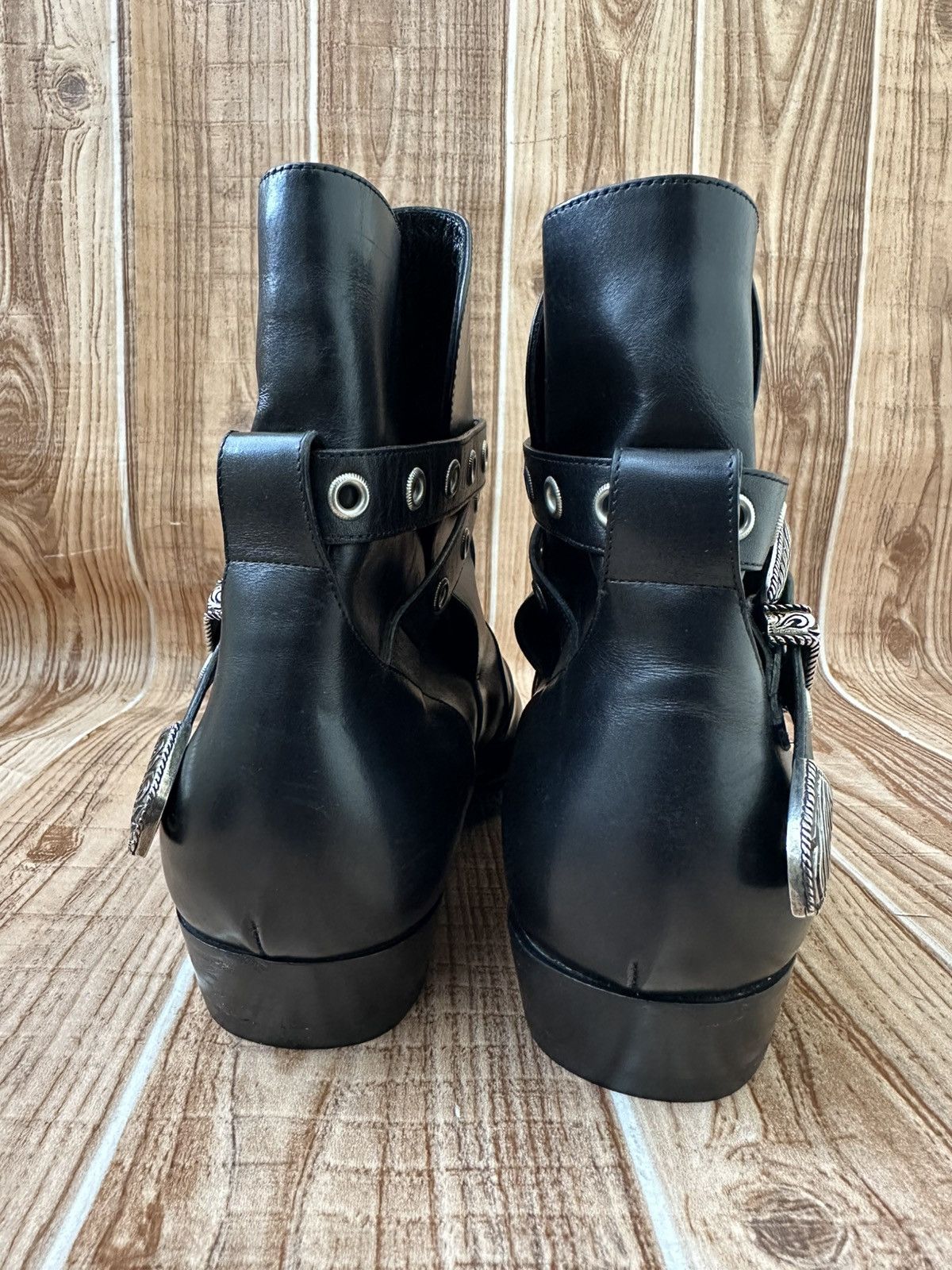 Saint Laurent Paris Hedi Slimane Western Buckle Duckies Boots Size US 10 / EU 43 - 16 Thumbnail