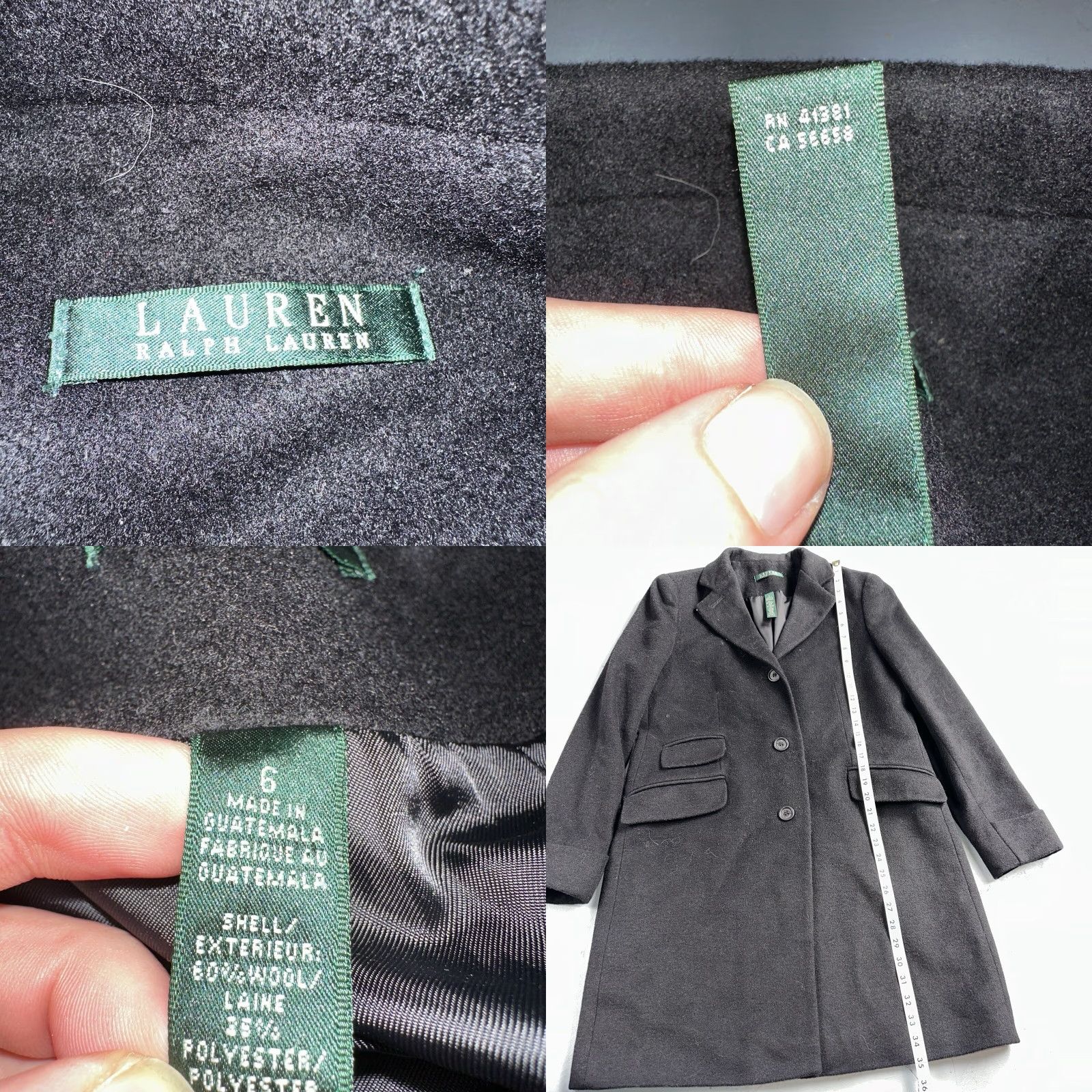 Ralph Lauren Lauren Ralph Lauren Women Black Herringbone Wool Blended Overcoat 6 Lined Coat Blended Wool Black Womens Overcoat 6 Regular Long Sleeve Pockets Lined Size M / US 6-8 / IT 42-44 - 8 Thumbnail
