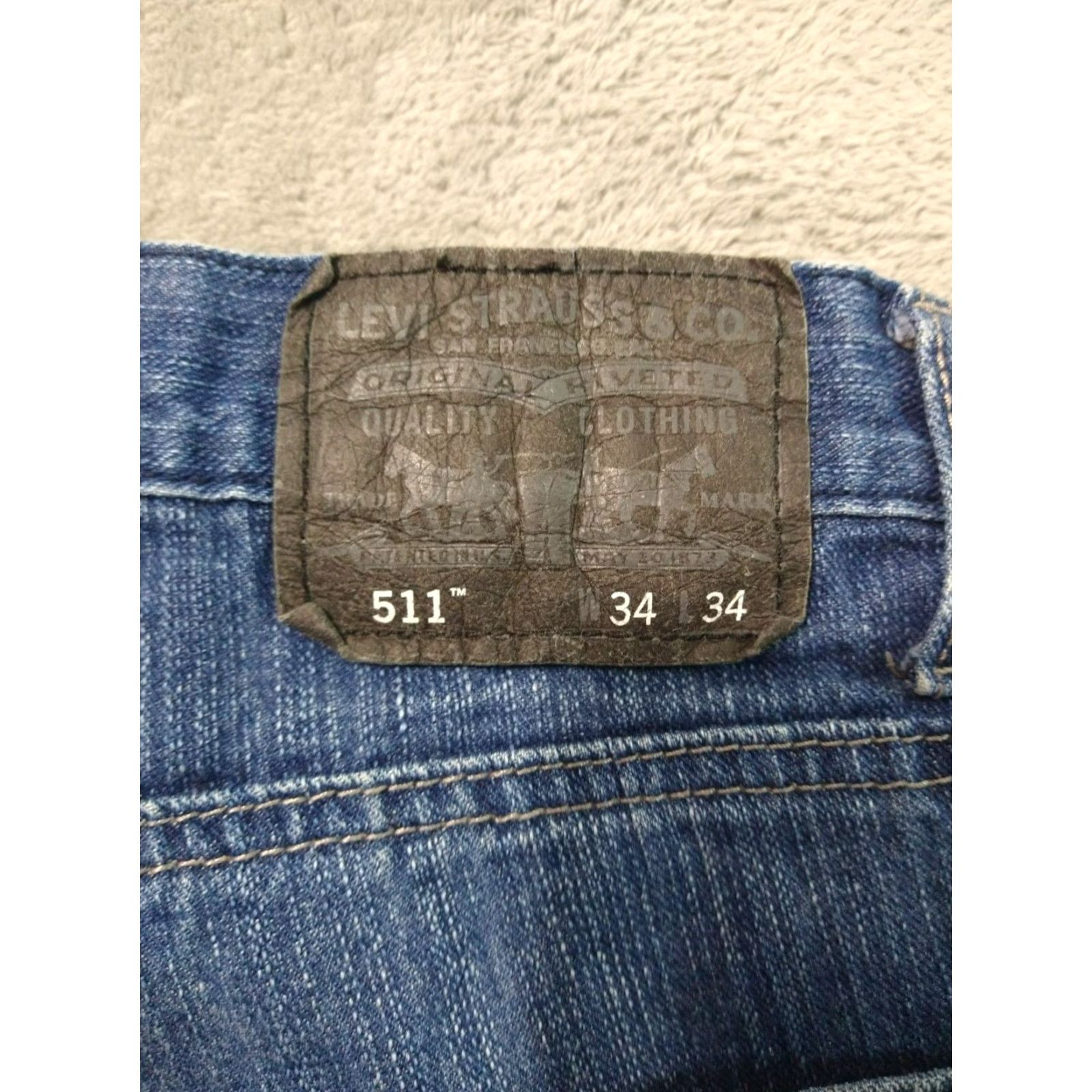 Levi's Levi's 511 Jeans Mens 34x34 Blue Denim Mid Rise Skinny 5-Pocket Dark Wash Size US 34 / EU 50 - 7 Thumbnail