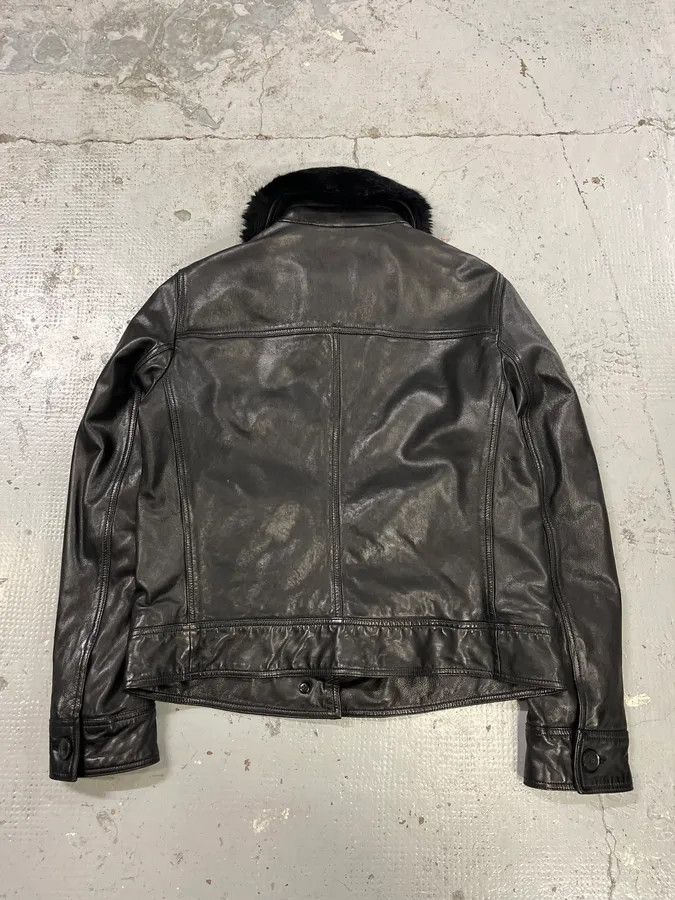 Emporio Armani AW2018 Emporio Armani Fake Fur Collar Black Leather Jacket Size US S / EU 44-46 / 1 - 8 Thumbnail