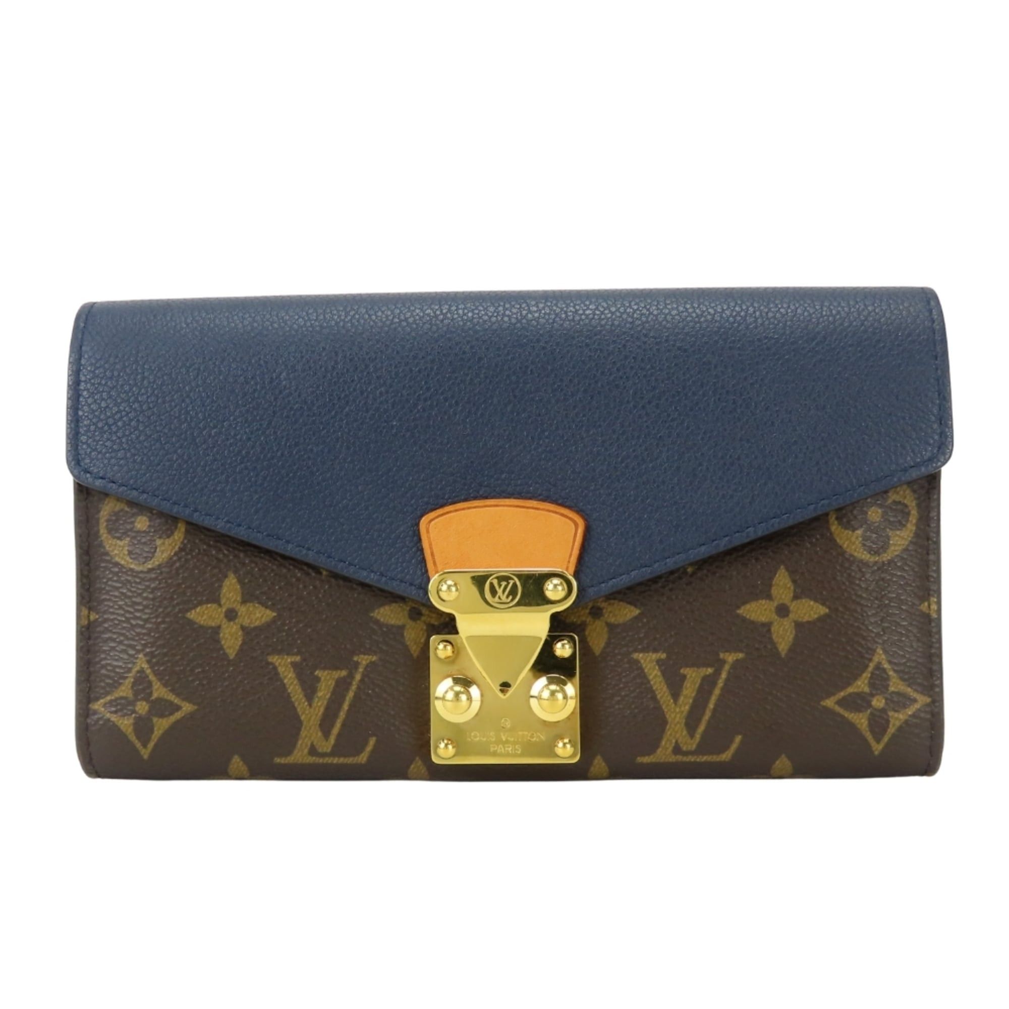 Louis Vuitton Louis Vuitton Portefeuille Pallas M64092 Monogram Leather Long Wallet, Blue Marine Brown, Women's LOUIS VUITTON Size ONE SIZE - 1 Thumbnail