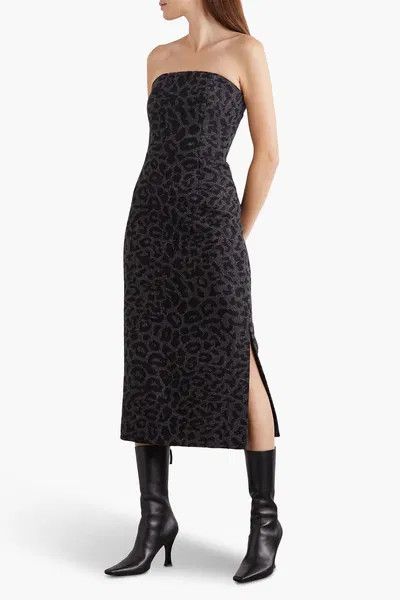 Valentino o1y0226 Midi Dress in Black/Dark Gray Size XS / US 0-2 / IT 36-38 - 2 Thumbnail