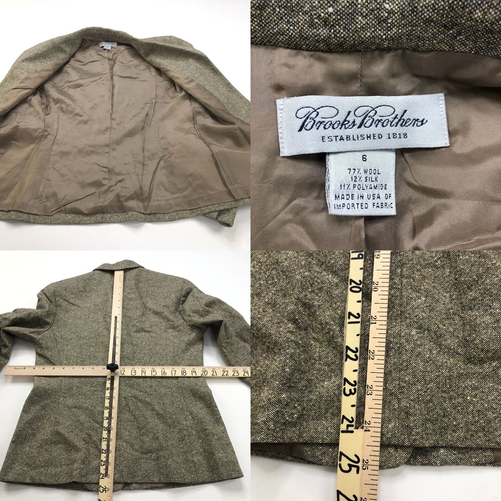 Brooks Brothers Brooks Brothers Blazer Beige Wool Silk Button Made In USA Womens 6 Blazer Jacket Size M / US 6-8 / IT 42-44 - 8 Thumbnail