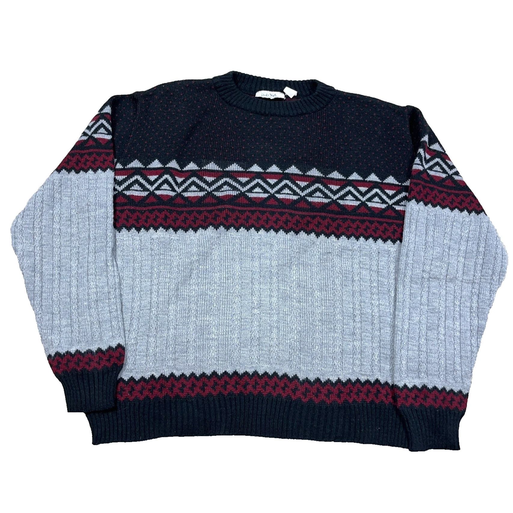 Vintage VINTAGE Rob Winter Geometric Grandpa Sweater Men M Gray Black Knit Pullover Long Sleeve 90s Hip Hop Retro Designer Cosby Size US M / EU 48-50 / 2 - 2 Thumbnail