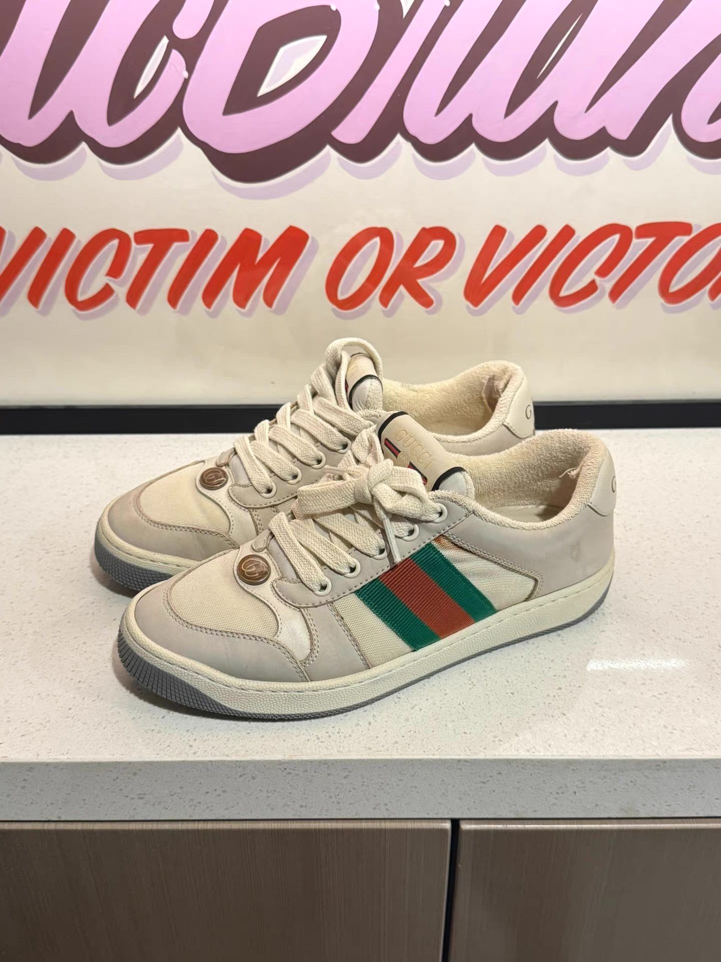 Gucci GUCCI Screener women’s vintage dirty sneakers Ｑ20 Size US 5.5 / IT 35.5 - 1 Thumbnail