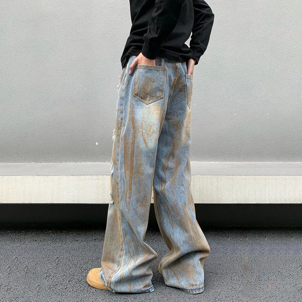 Japanese Brand × Vintage Vintage Hip Hop Ripped Jeans Men Distressed Print Denim Pant Size US 27 - 5 Thumbnail