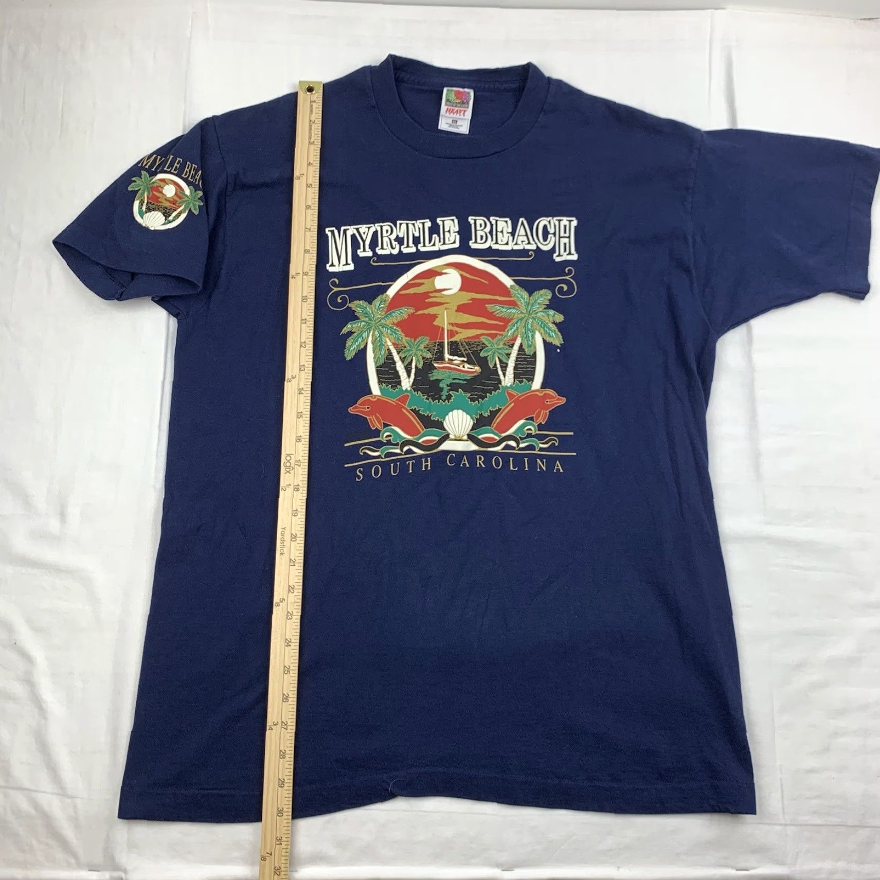 Fruit Of The Loom VINTAGE Myrtle Beach Shirt Men XL Blue 90s Beach Nature Travel USA Shirt Size US XL / EU 56 / 4 - 5 Thumbnail