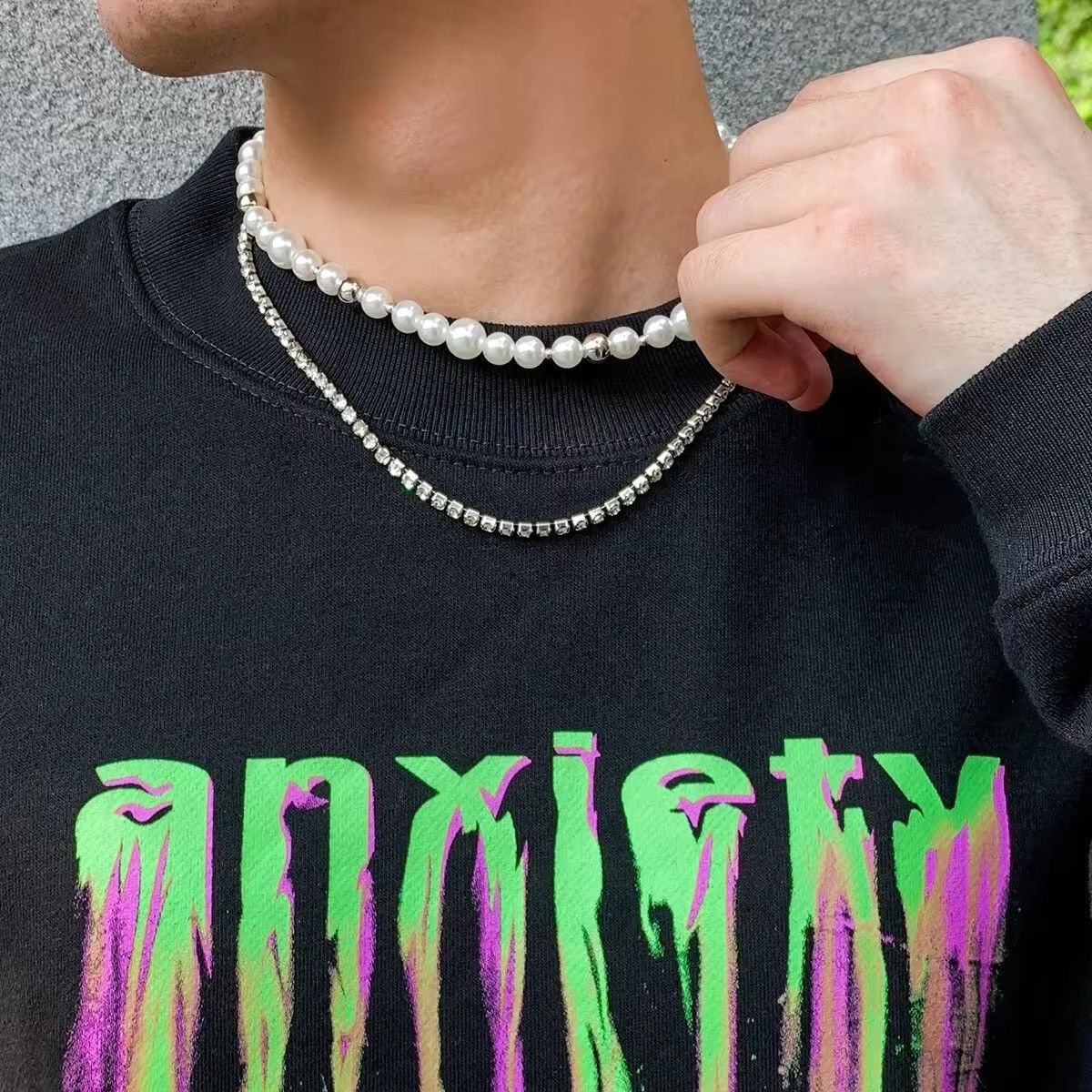 Other Retro Punk Pearl Necklace Diamond Chain Size ONE SIZE - 3 Thumbnail