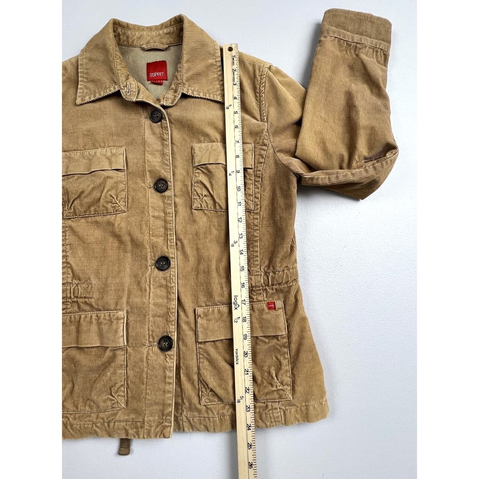 Esprit Esprit Jacket Womens L Brown Corduroy Button Front Utility Pockets Lined Size L / US 10 / IT 46 - 6 Thumbnail