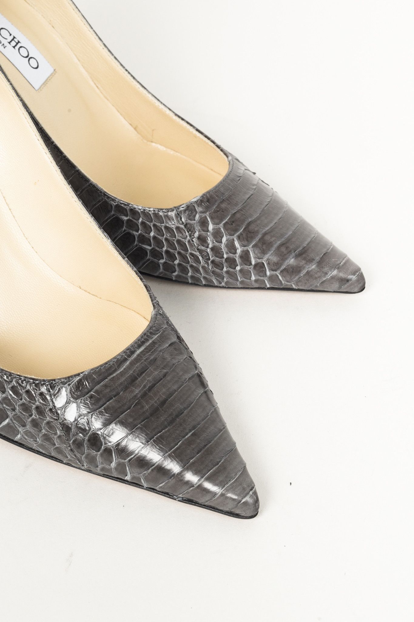 Jimmy Choo Jimmy Choo Grey Pointed Toe Snake Texture Stilettos Size US 6 / IT 36 - 6 Thumbnail
