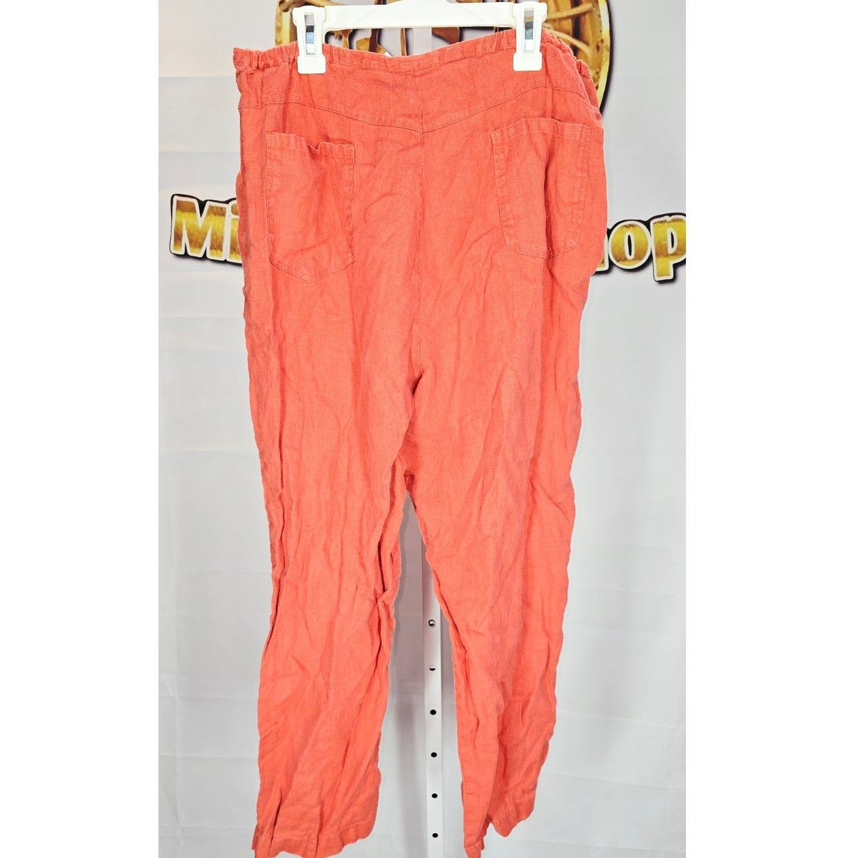 Chicos Chico's Design Orange 100% Linen Pull-On Pants - Size 3 Size 38" / US 16 / IT 52 - 2 Thumbnail