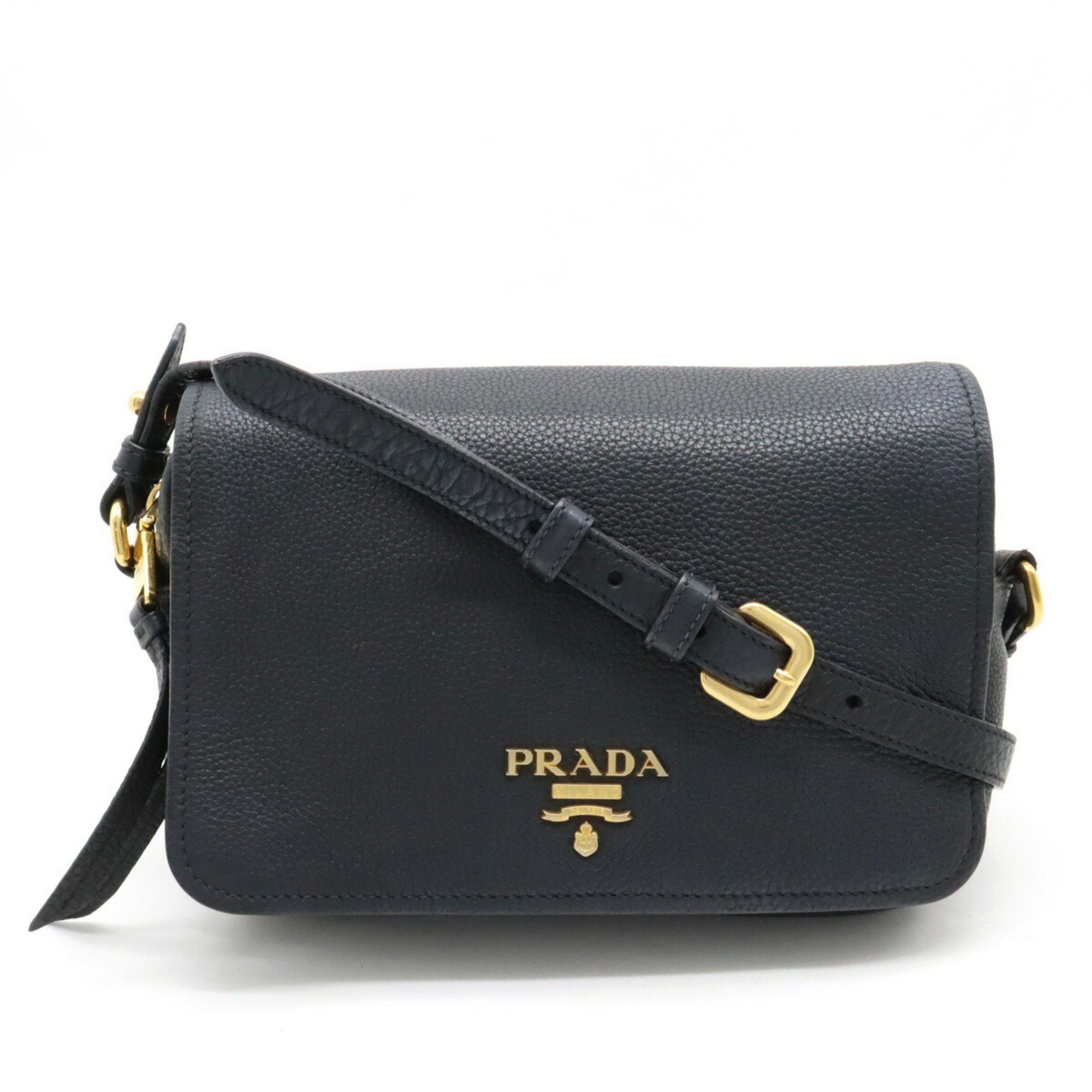 image of Prada Vitello Phenix Shoulder Bag Leather Nero Black 1Bd163, Women's