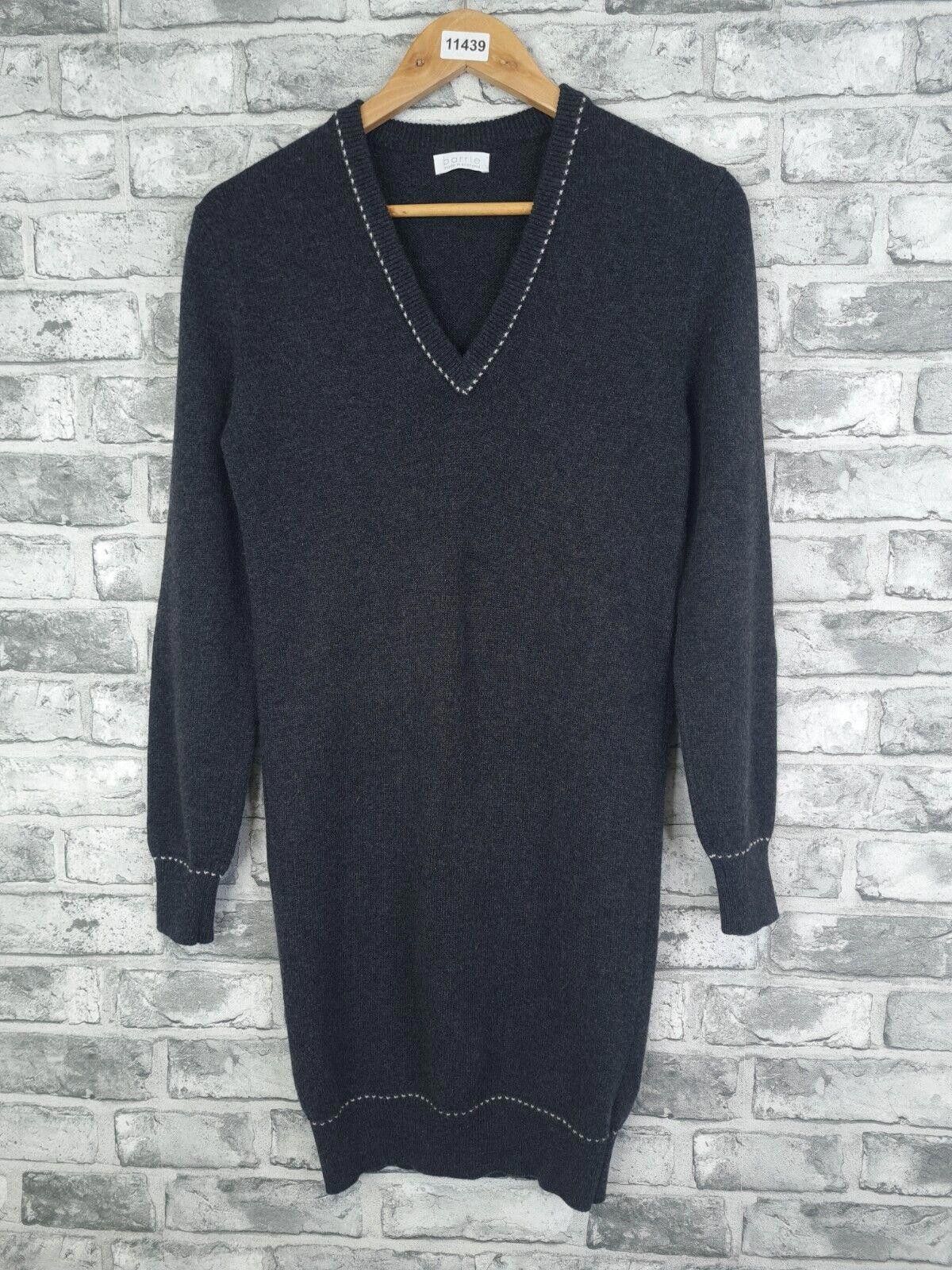 image of Designer Barrie Cashmere Jumper Dress Size 38 Fit Uk 8 Dark Grey Knit, Women's