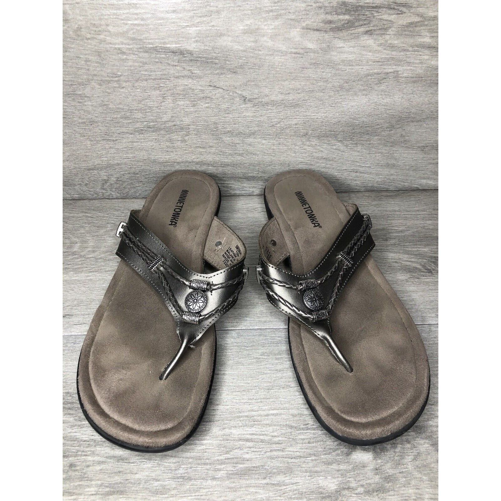 Minnetonka Minnetonka Pewter Silver Silverthorne Filp Flop Thong Sandal Size US 10 / IT 40 - 13 Thumbnail