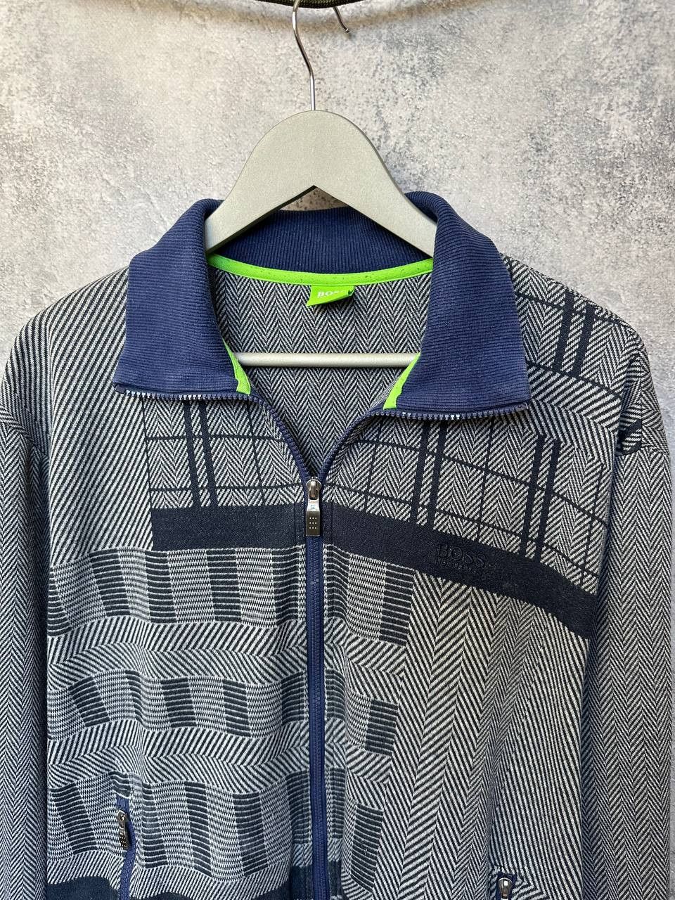 Hugo Boss Hugo Boss Green Label Full Zip Sweater Geometric Pattern Size US XL / EU 56 / 4 - 5 Thumbnail