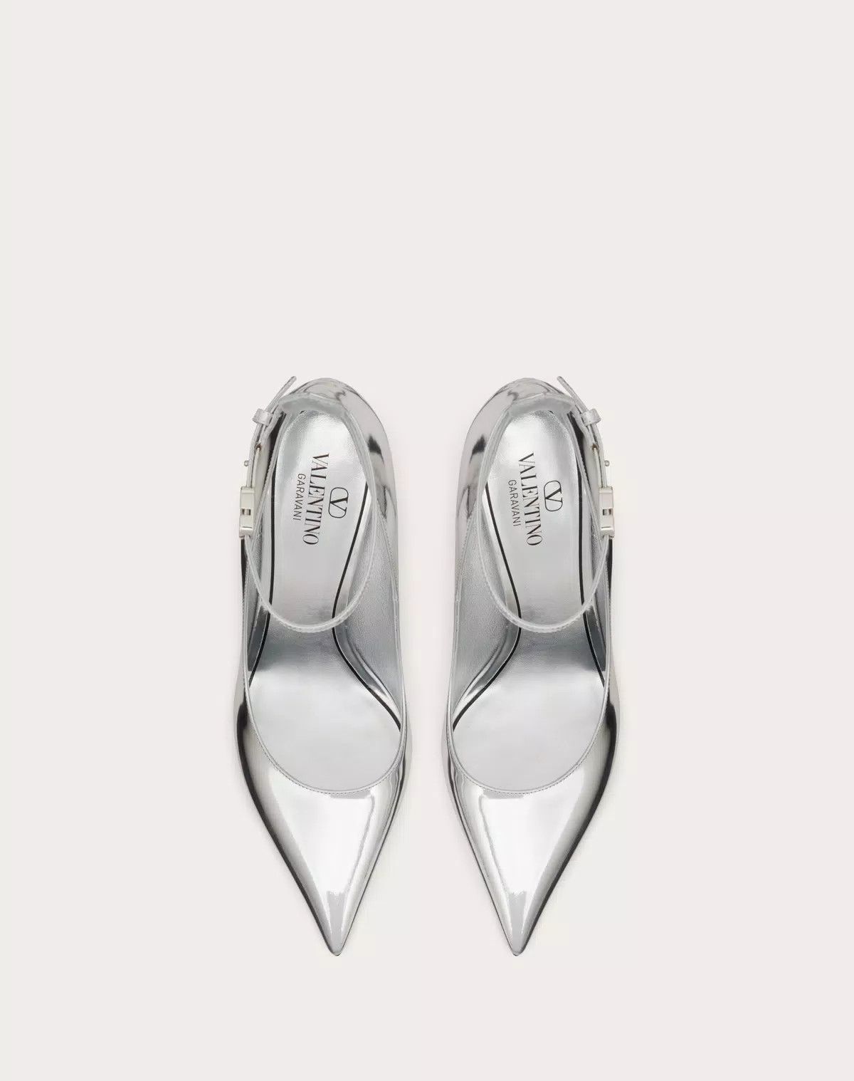 Valentino o1s1wg110426 Tan-Go Mirror Pumps in Silver Size US 11.5 / IT 41.5 - 4 Thumbnail