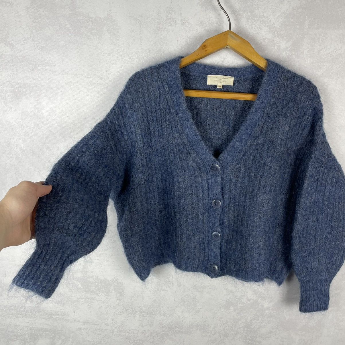 Sezane Sezane Kid Mohair Merino Wool Achille Cardigan Sweater Size XS / US 0-2 / IT 36-38 - 8 Thumbnail
