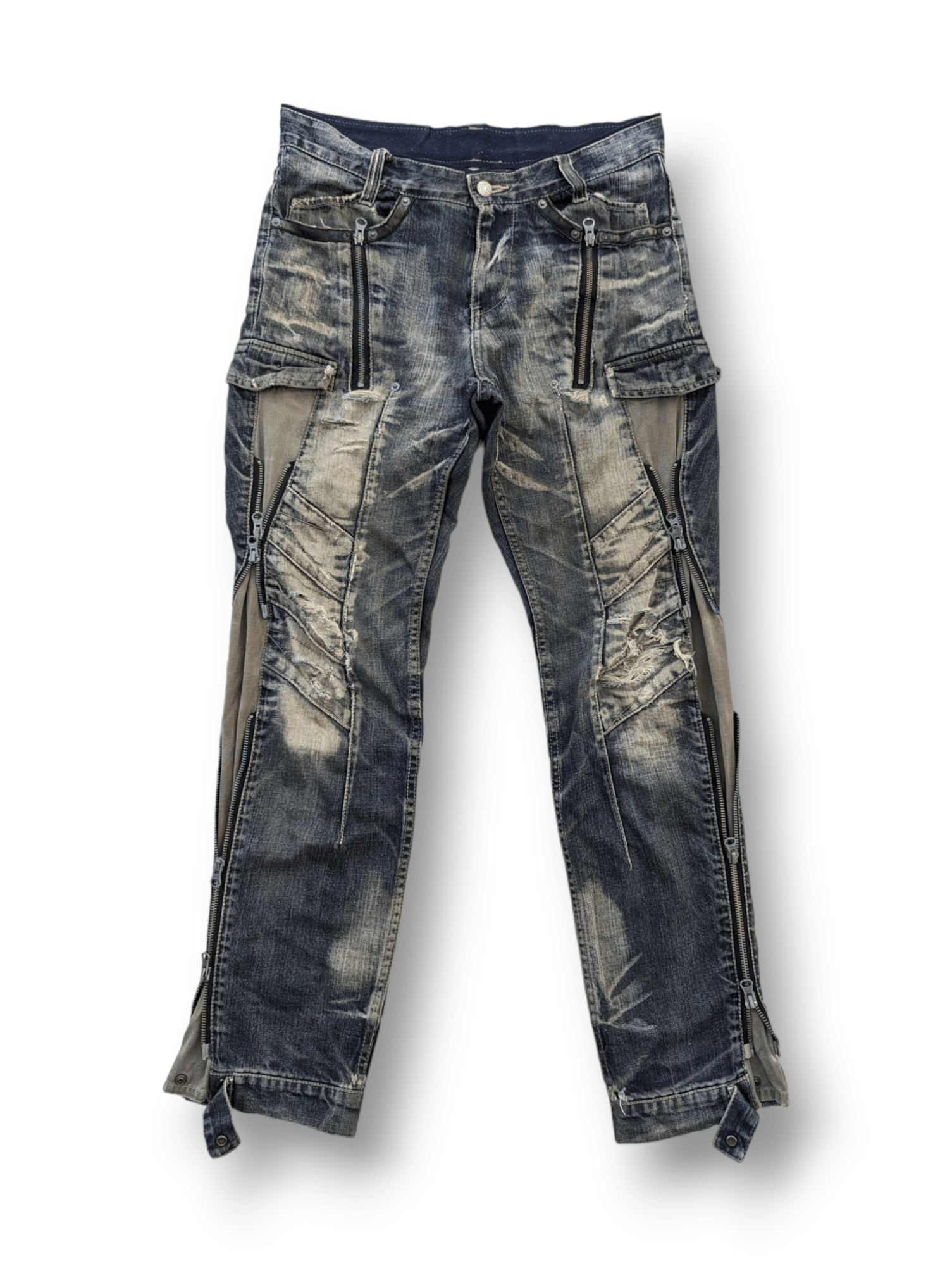 image of Ppfm Distressed Denim Bondage Pants in Black Denim, Men's (Size 31)