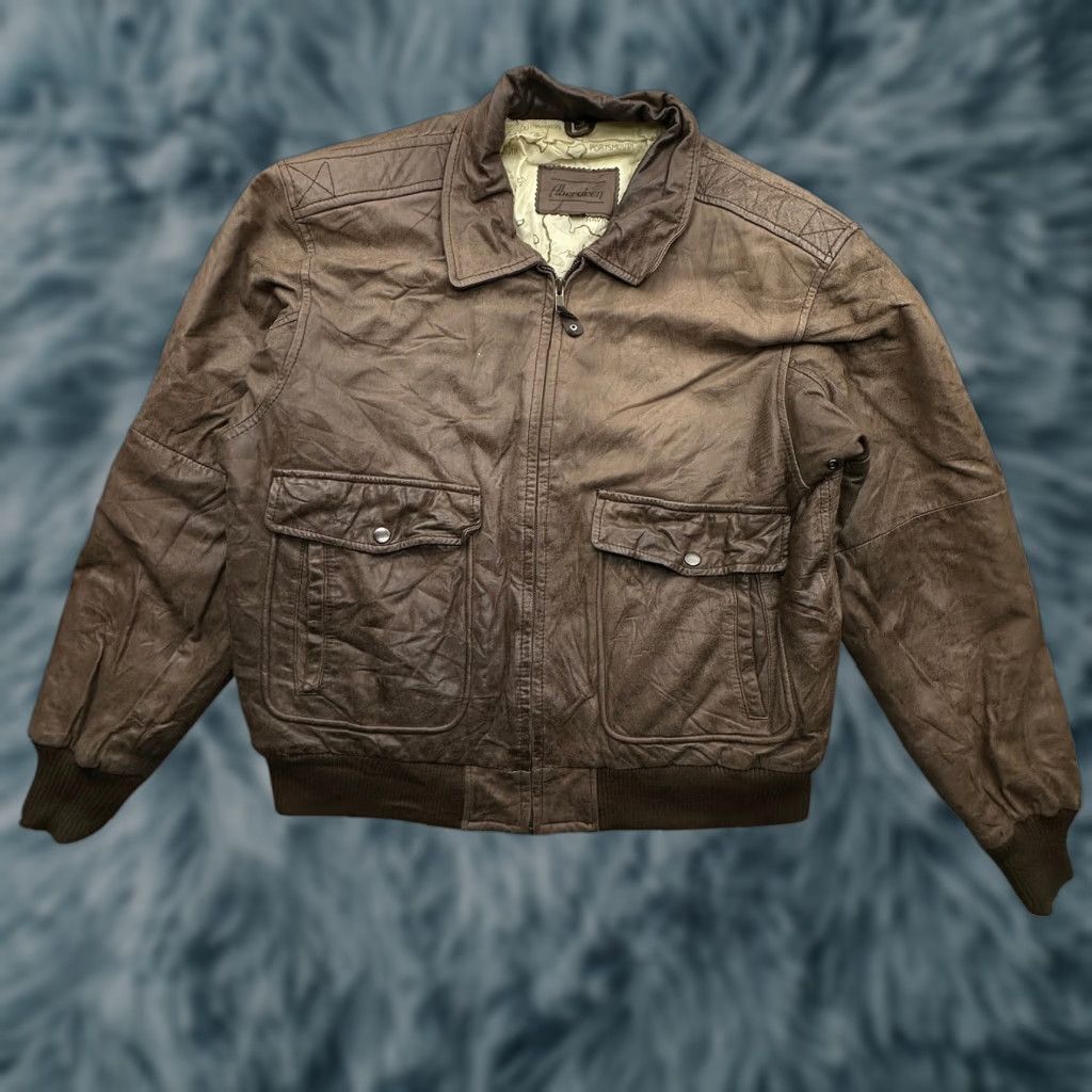 Vintage VINTAGE Aberdeen Map Lined Bomber Leather Jacket Mens 42 Large Brown Flight Zip Full Zip Casual Formal Jacket Size US XS / EU 42 / 0 - 1 Thumbnail