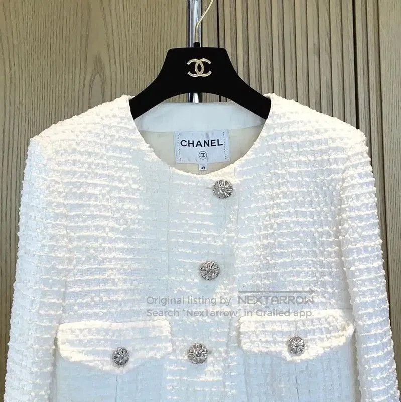 Chanel Chanel White Cotton Blend Women's Jacket . Size S / US 4 / IT 40 - 2 Thumbnail