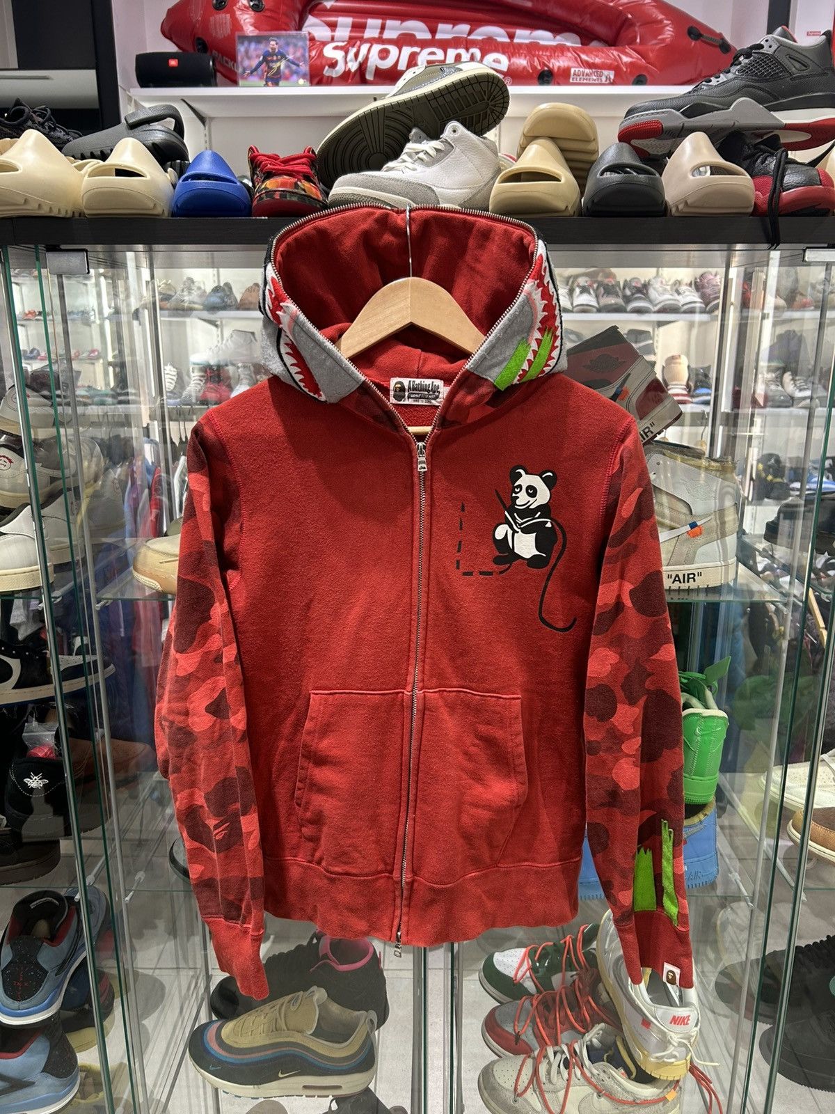 Bape Bape Panda Full Zip Hoodie Red Size US S / EU 44-46 / 1 - 1 Thumbnail