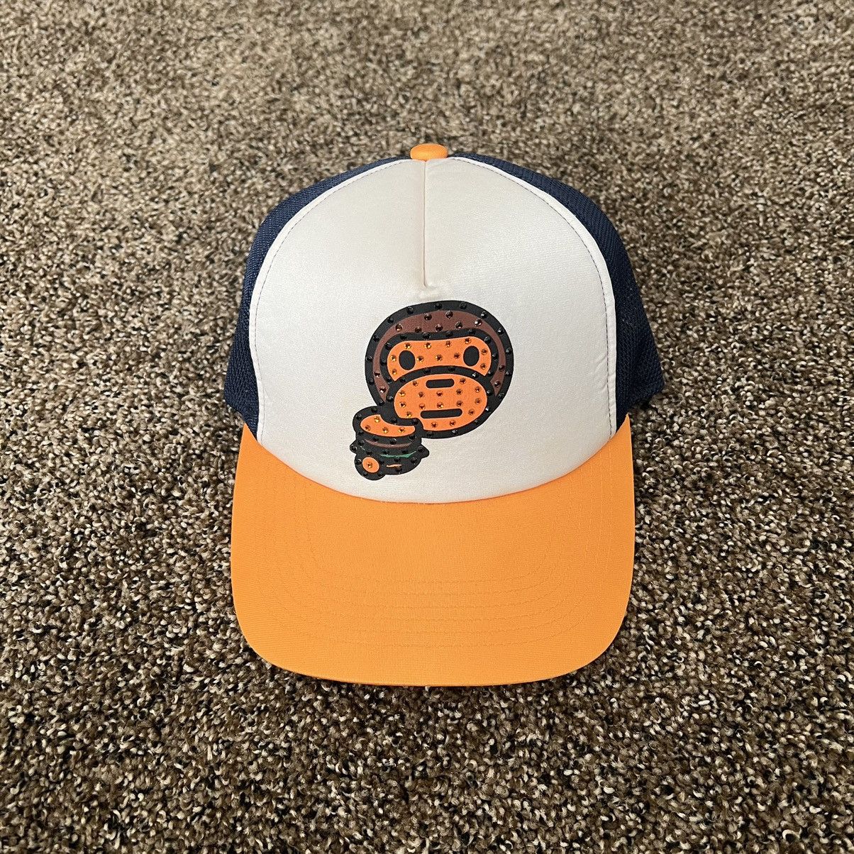 image of Bape Swarovski Baby Milo Hat 2006 Trucker in Orange, Men's