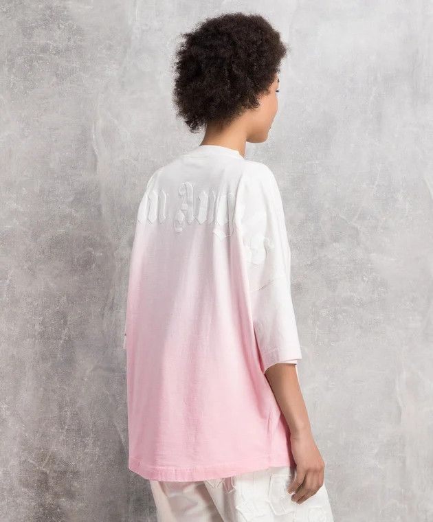 image of Palm Angels Pink Gradient Back Logo Oversized T-Shirt, Women's (Size Small)