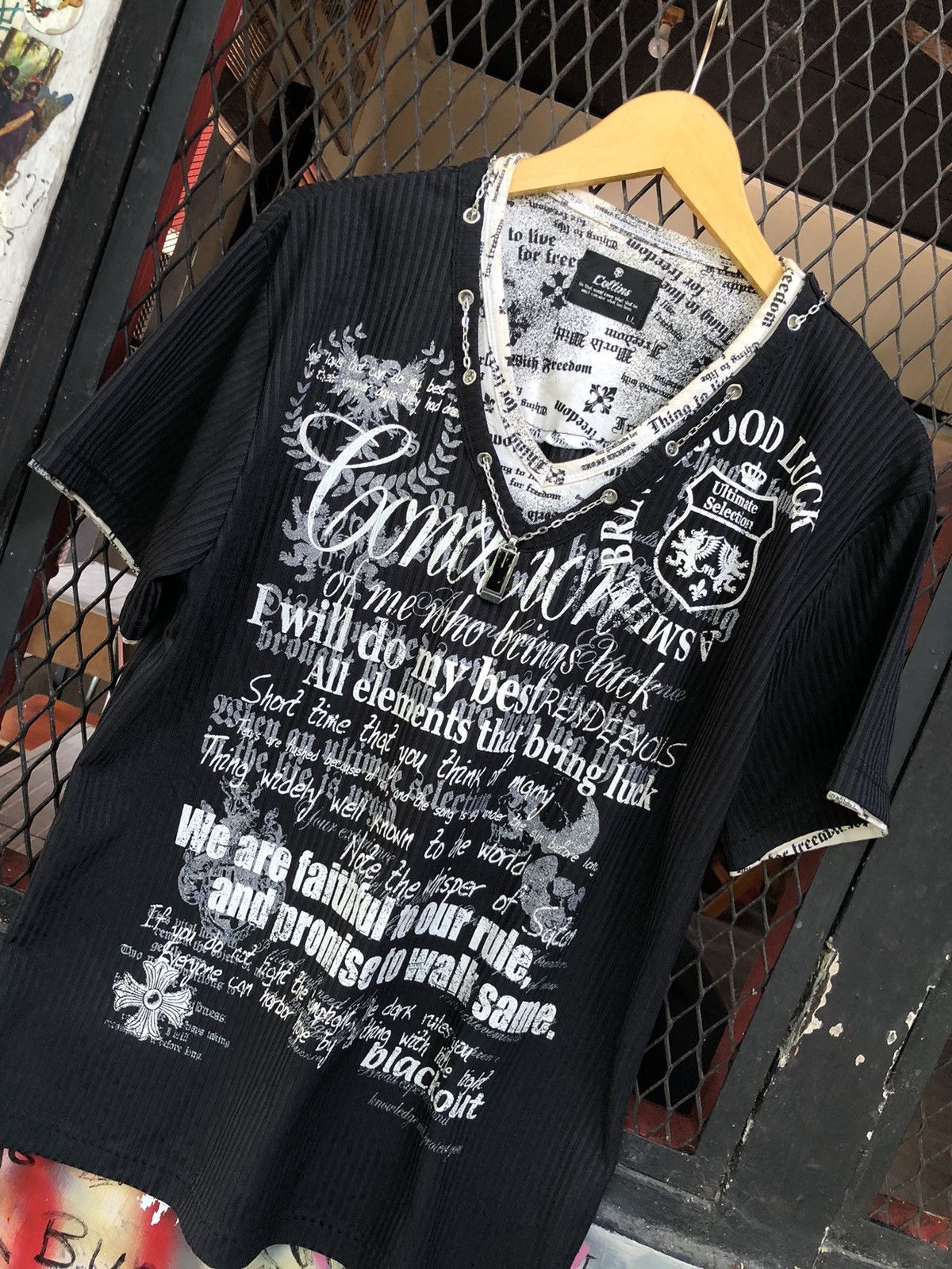 If Six Was Nine × Japanese Brand × Le Grande Bleu (L.G.B.) JAPANESE COLLINS POEM SHIRT PUNK STYLE Size US L / EU 52-54 / 3 - 2 Thumbnail
