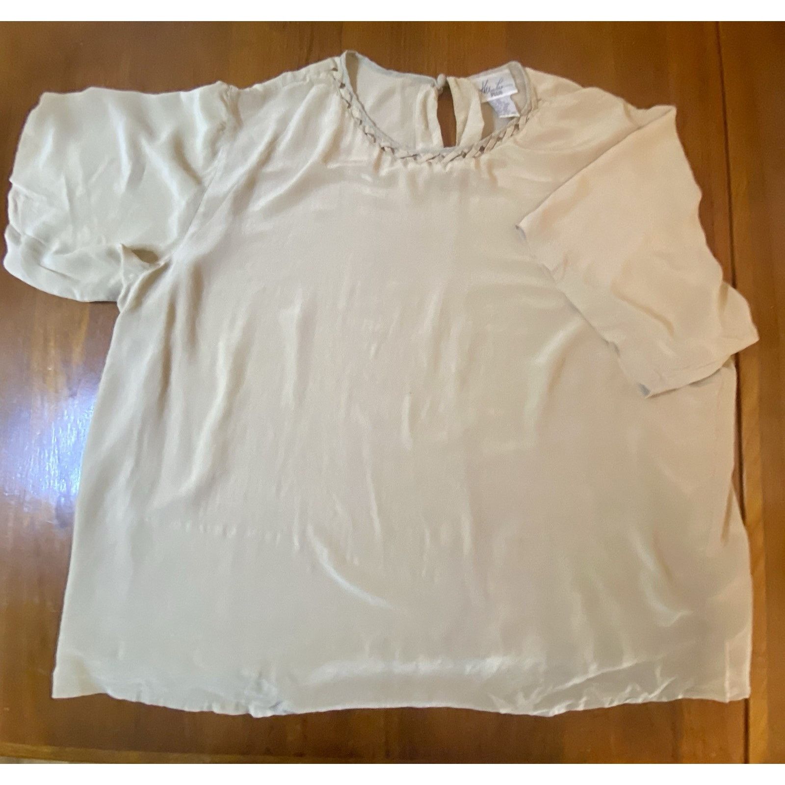 & Other Stories Kathie Lee Plus Top Woman’s 24W Silk Beige Pullover Blouse ￼ Size 4XL / US 24-26 - 2 Thumbnail