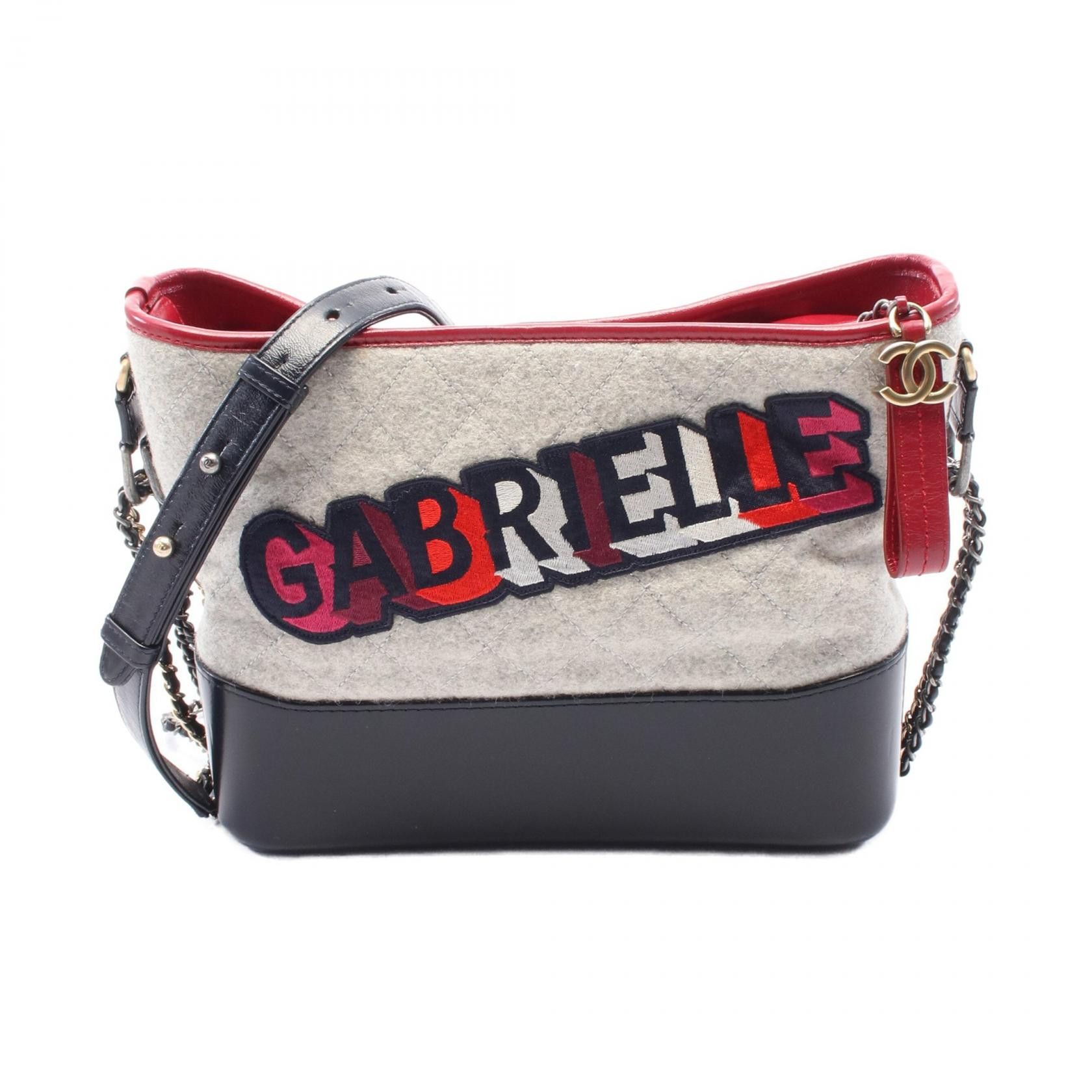 Chanel Chanel Gabrielle De Chanel Wool Leather Shoulder Bag Leather Shoulder Bag A93824 in Grey, Women's