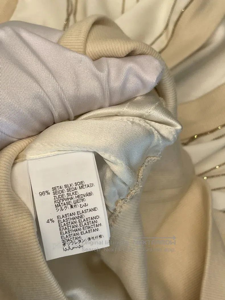 Brunello Cucinelli Brunello Cucinelli Beige Silk Beaded T-Shirt Size XS / US 0-2 / IT 36-38 - 7 Thumbnail