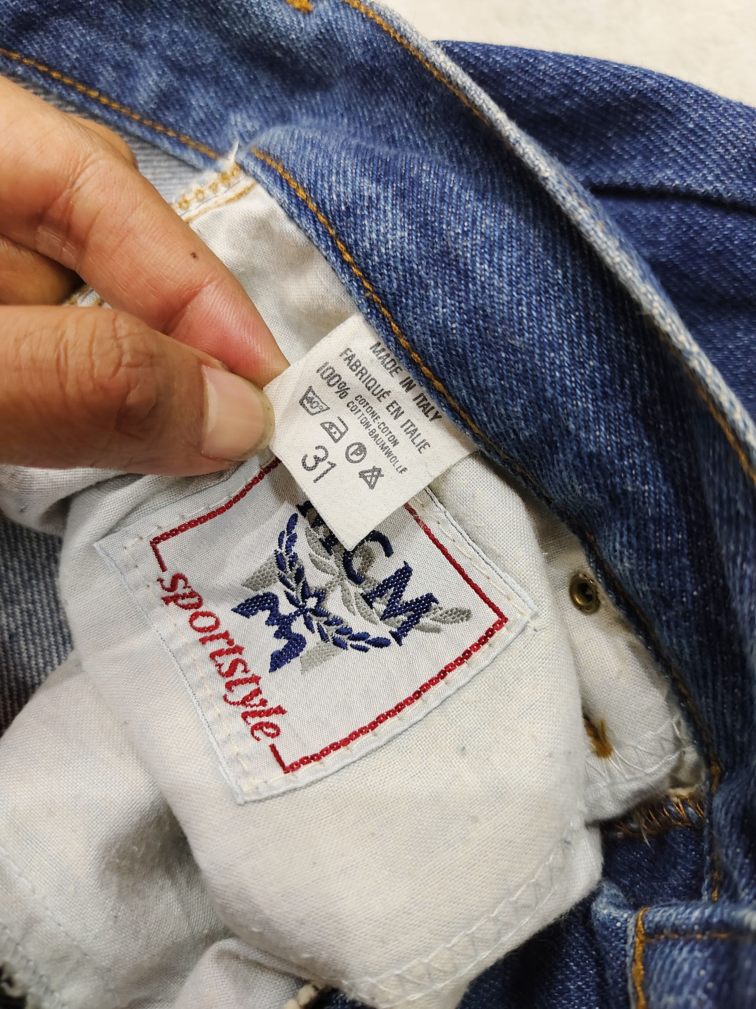 MCM 90s MCM💥Archive Y2K Studded Logo High Waist Baggy Jeans Size 31" - 9 Thumbnail