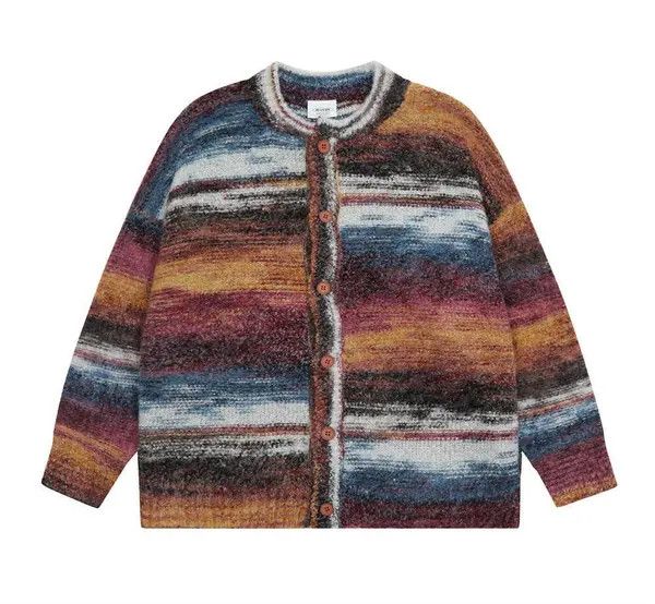VIBE Striped Knit Orange Cardigan Sweater Size US L / EU 52-54 / 3 - 7 Thumbnail