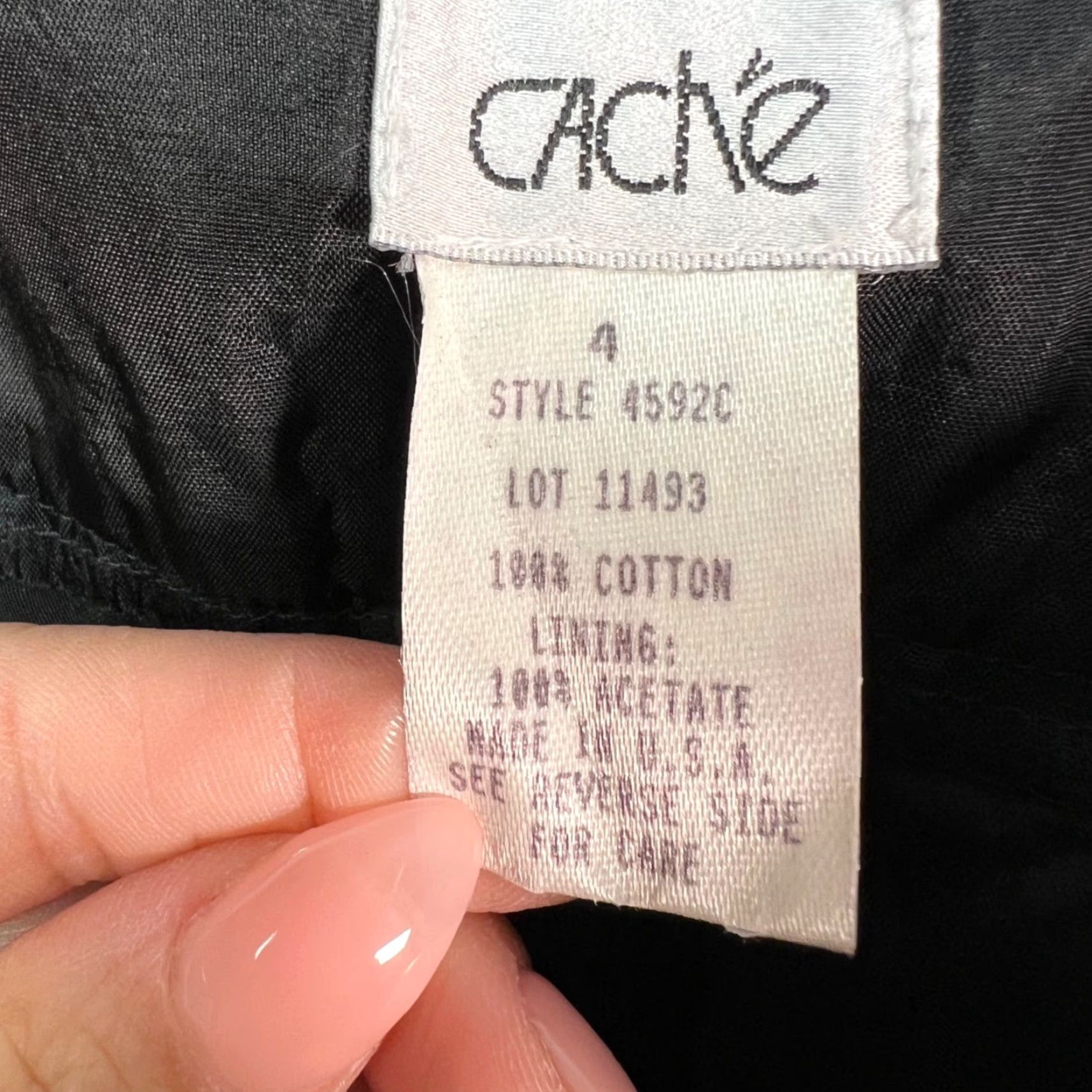 Vintage Cache Womens Pants 4 Black Eyelet Flare Wide-Leg High Rise Cotton Acetate Dress Pants Womens High Rise Flared 29in Inseam Size 27" / US 4 / IT 40 - 3 Thumbnail