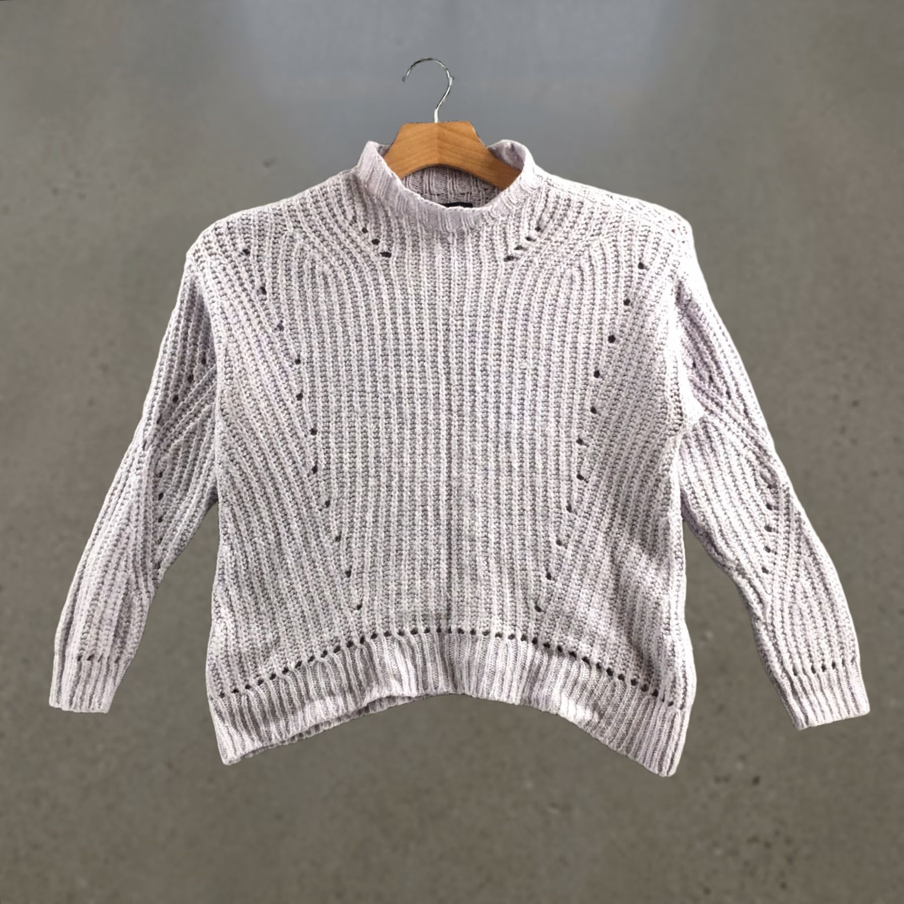 American Eagle Outfitters American Eagle Outfitters Sweater Womens M Lavender Gray Ribbed Knit Mock Neck Pullover Size M / US 6-8 / IT 42-44 - 1 Thumbnail